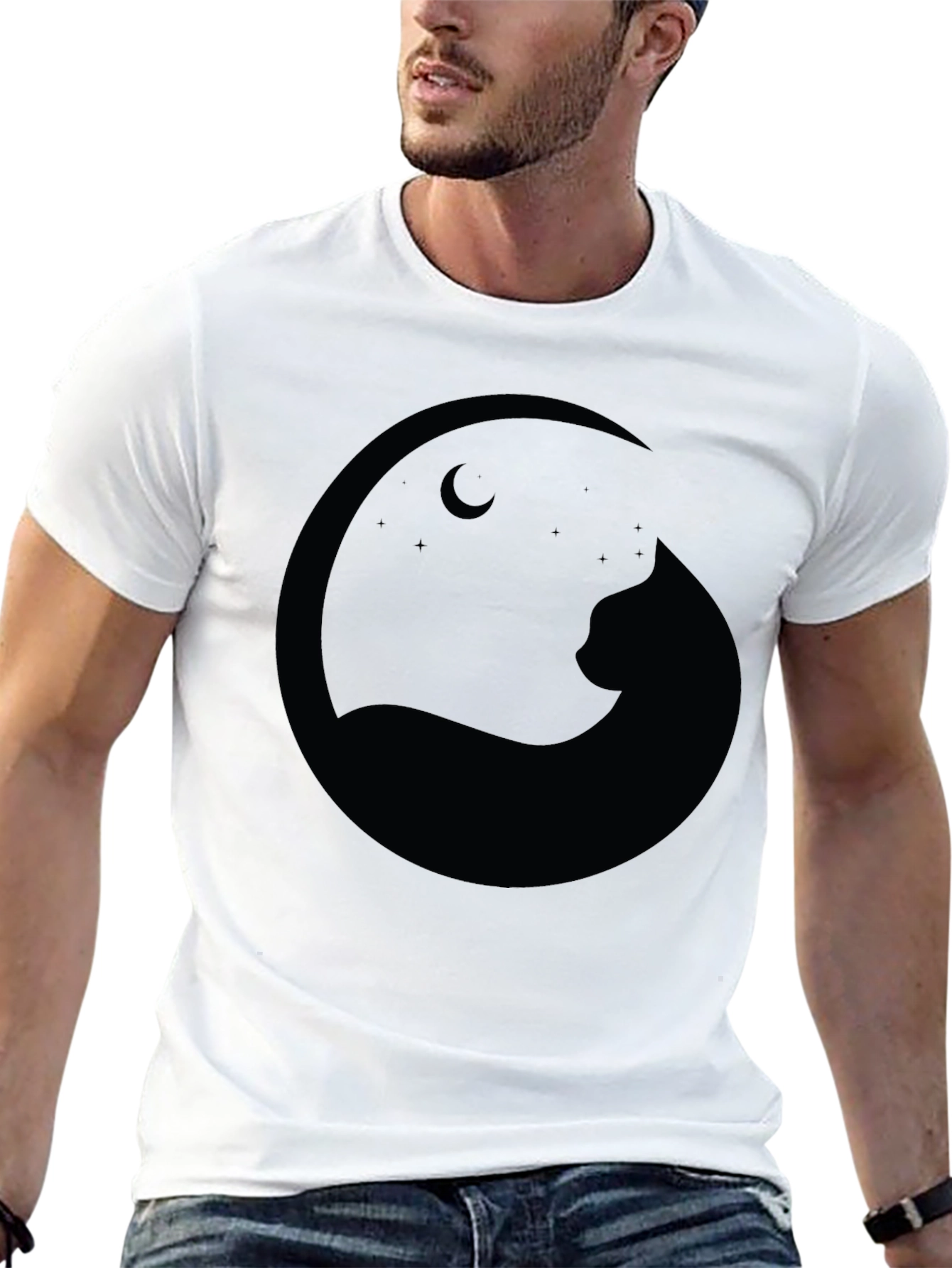 Black Cat Moon Silhouette T-Shirt