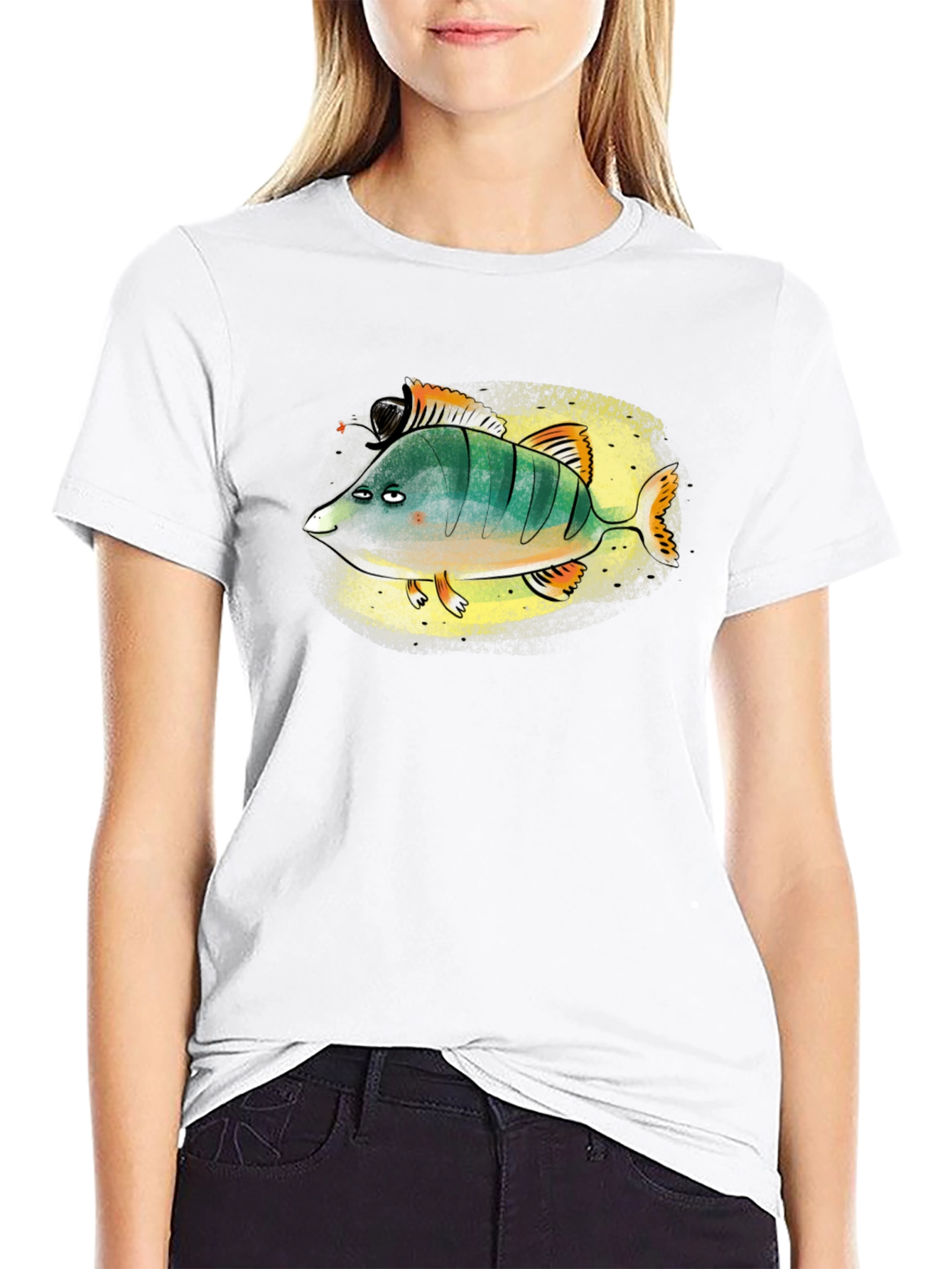 Funny Cartoon Fish Graphic T-Shirt - Unisex