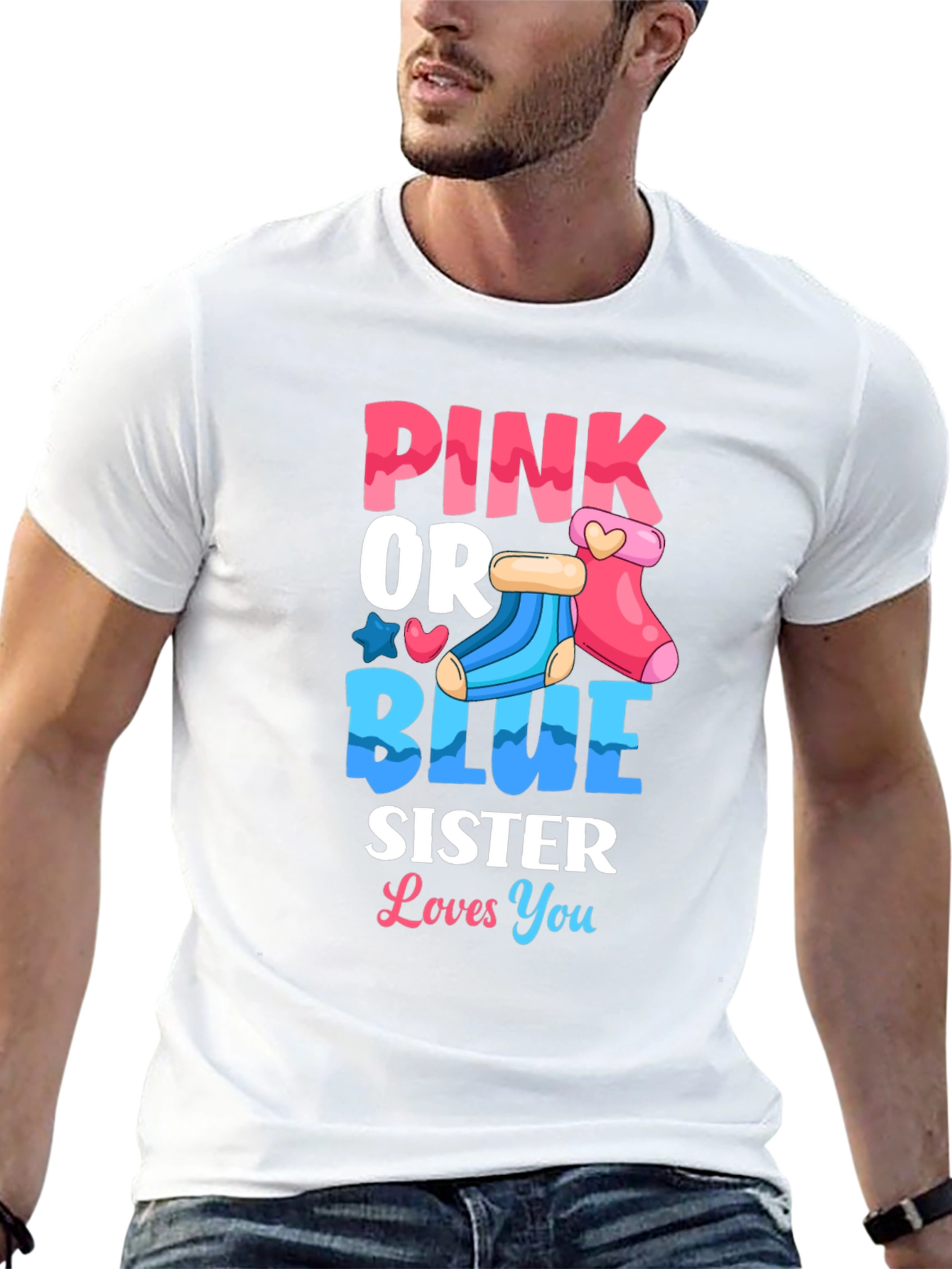 Pink or Blue Sister Gender Reveal T-Shirt