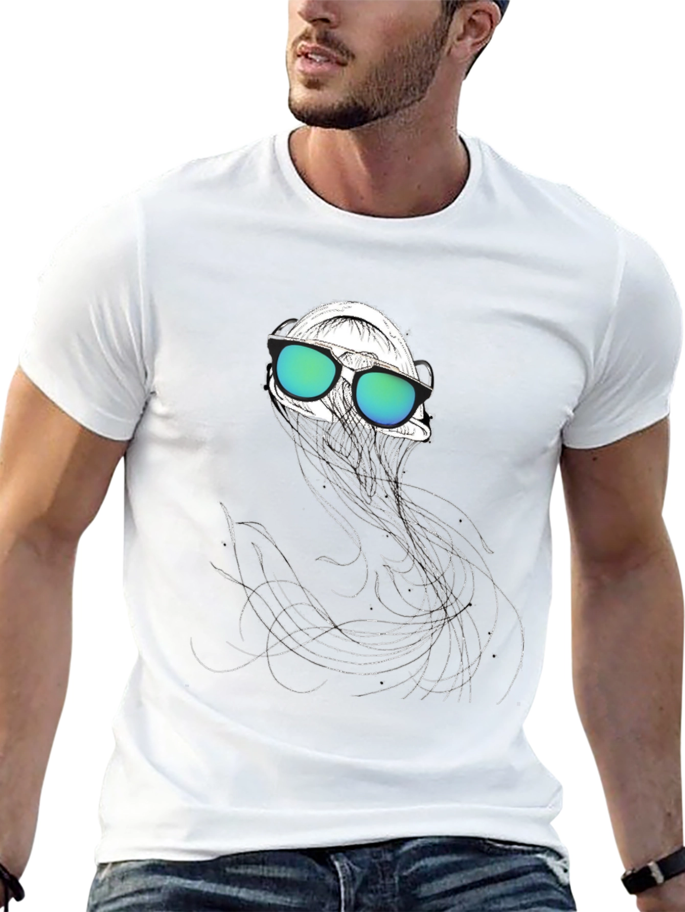 Jellyfish Tee: Cool Graphic Print Black Cotton Shirt