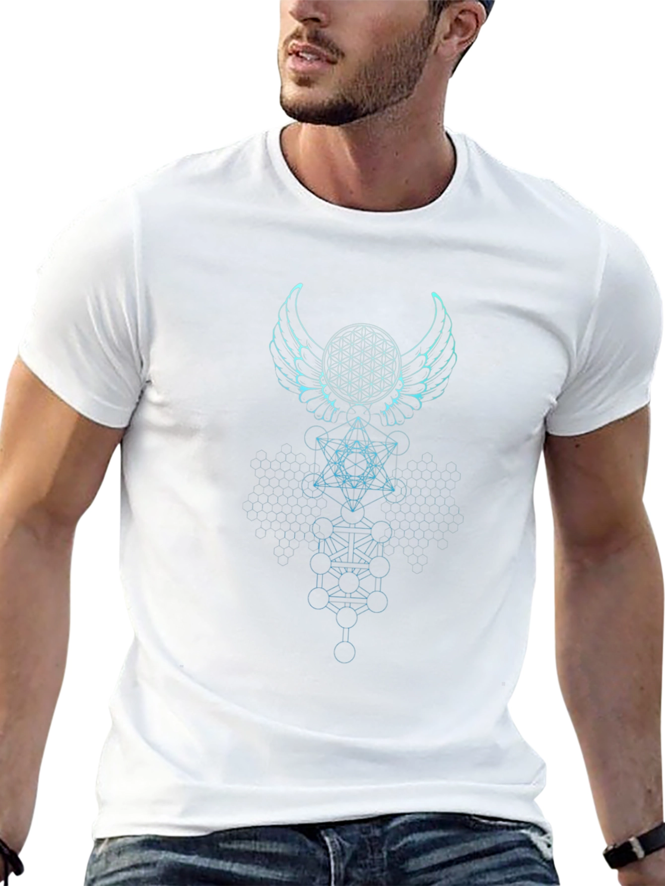 Geometric Print T-Shirt - Mystical Design