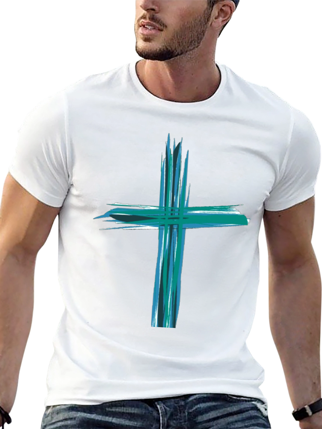 Abstract Cross Graphic Black T-Shirt