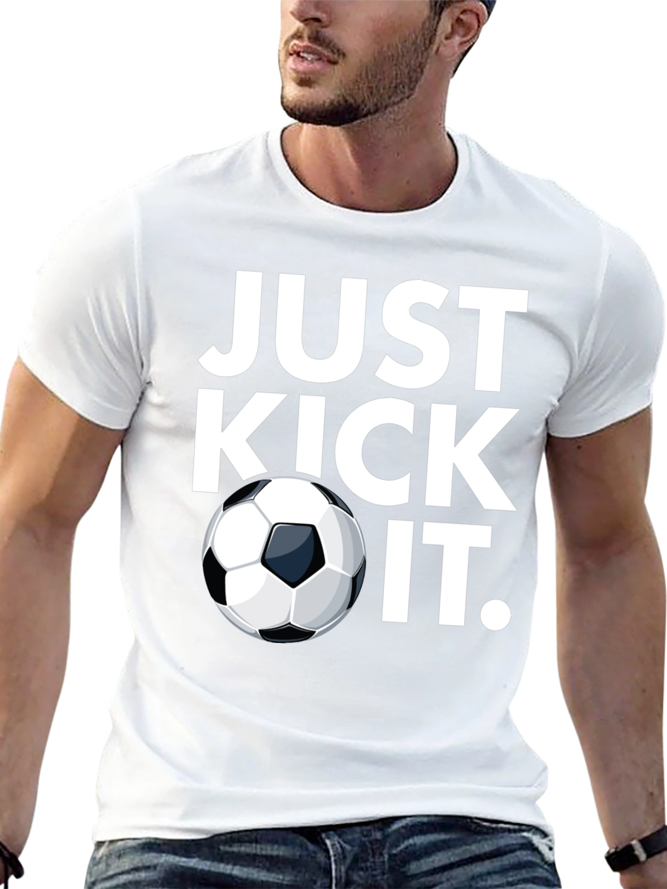 Just Kick It Soccer T-Shirt - Black Graphic Tee