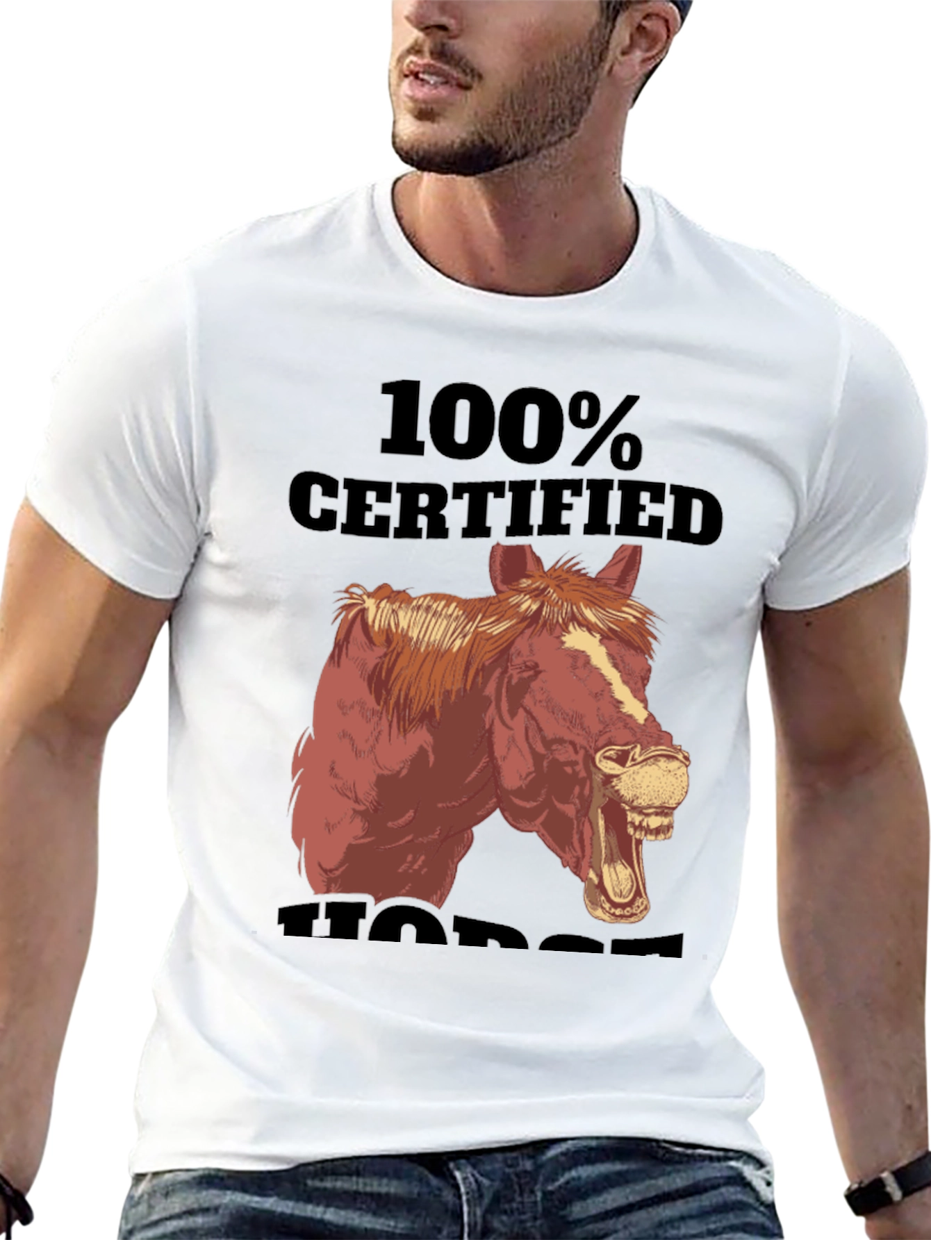 100% Certified Horse T-Shirt Funny Animal Graphic Tee