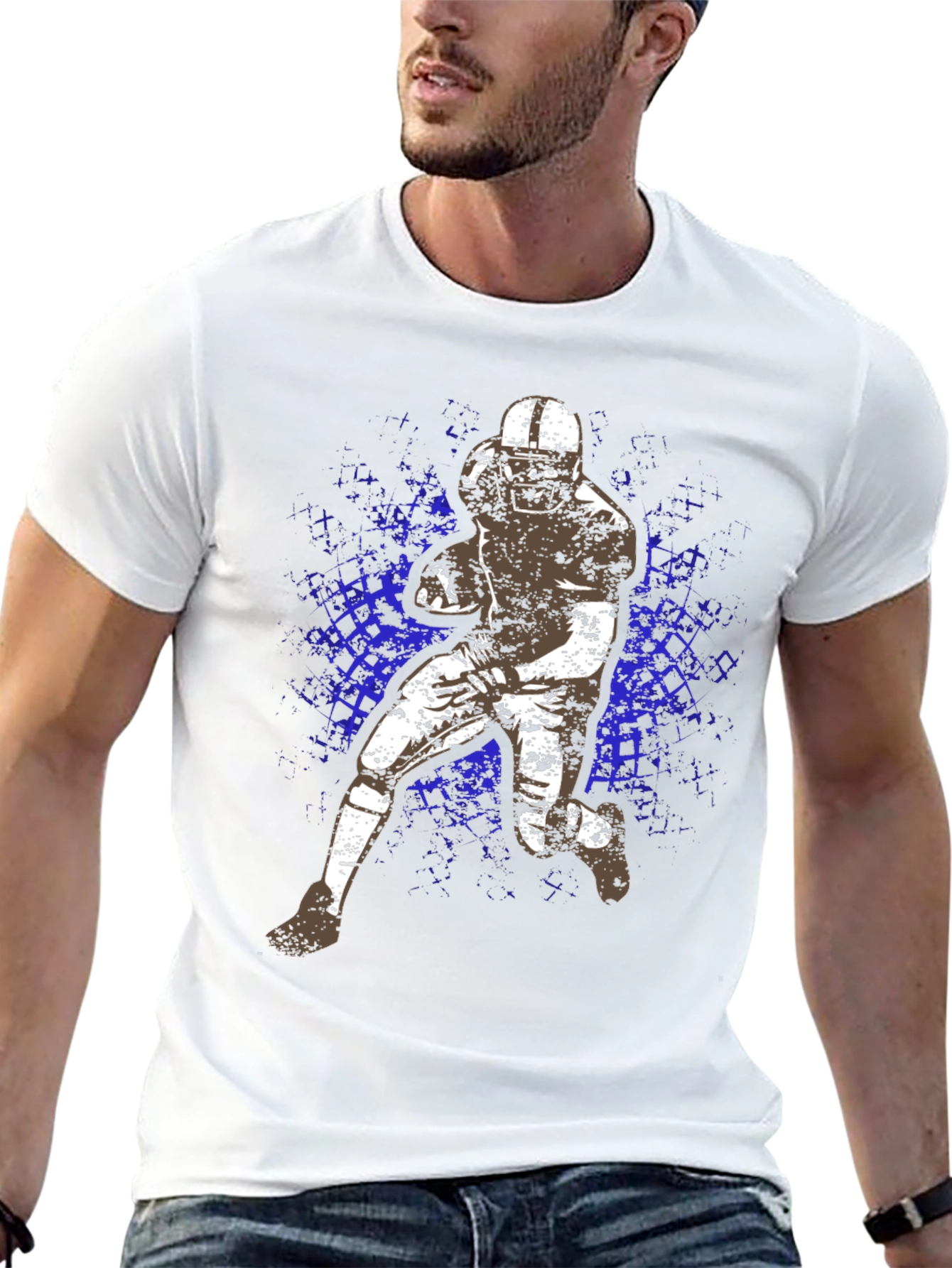 Football Player Graphic Tee - Black