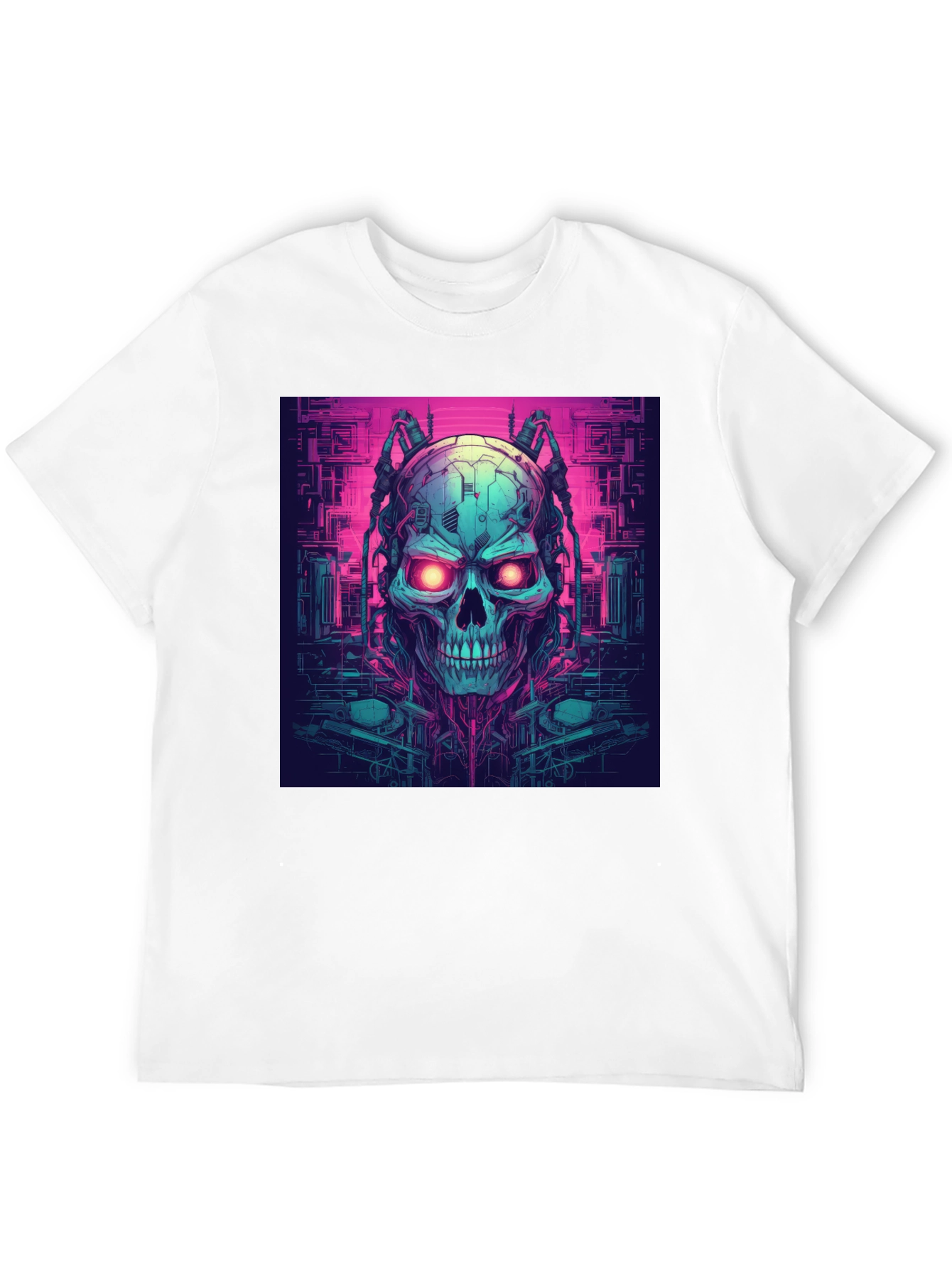 Cyberpunk Skull Graphic Tee - Black T-Shirt