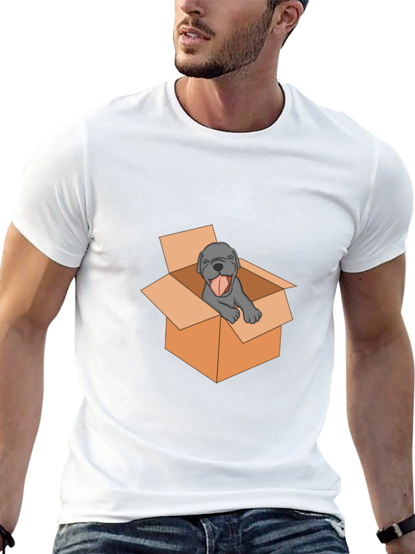Dog in Box Graphic Tee - Mens Black T-Shirt
