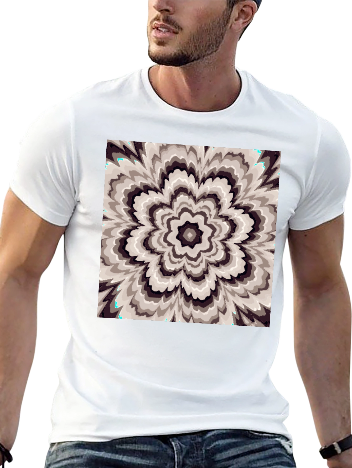 Abstract Floral Graphic Print T-Shirt - Black