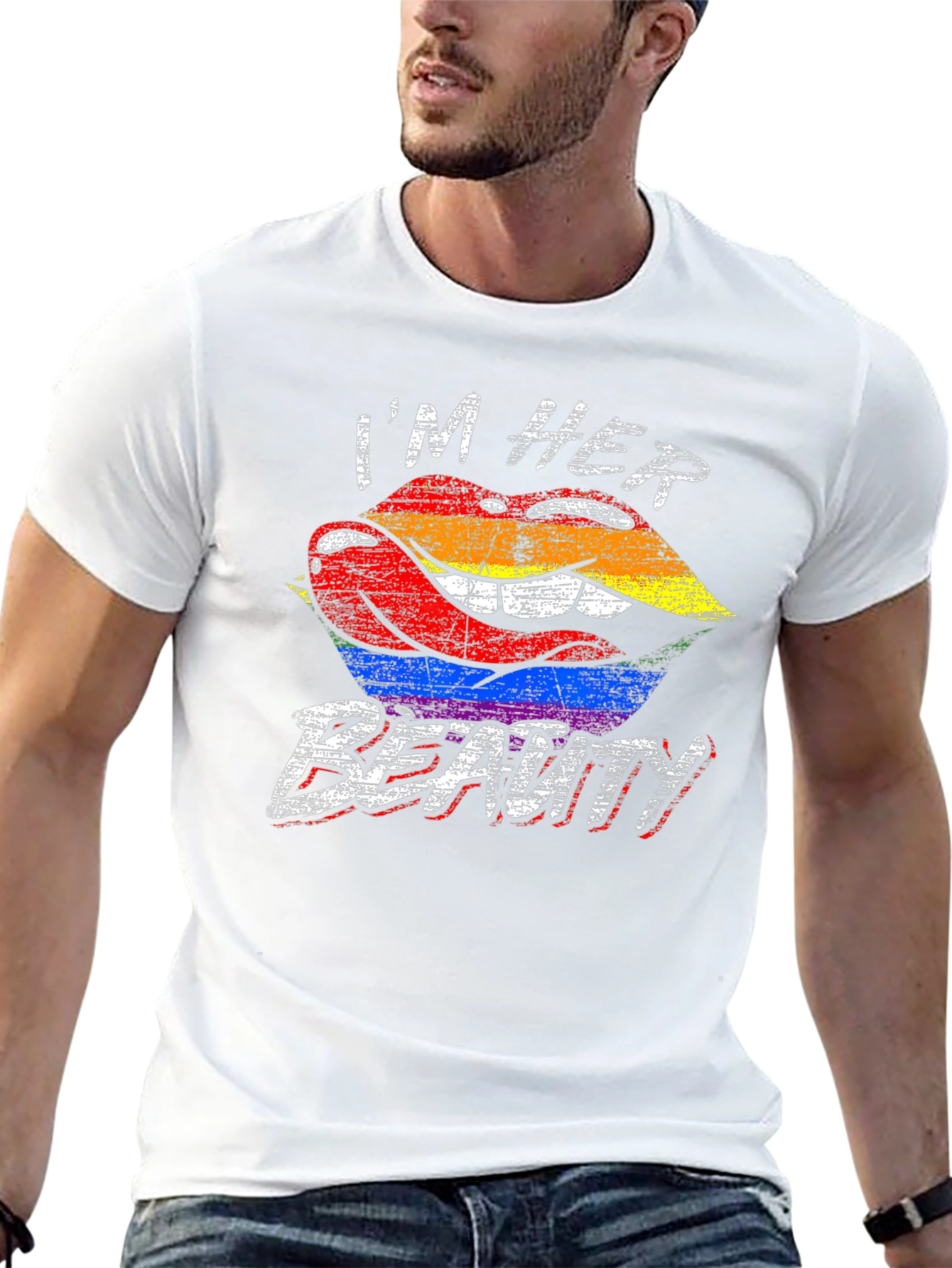 Im Her Beauty LGBTQ+ Pride Rainbow Lips Graphic T-Shirt