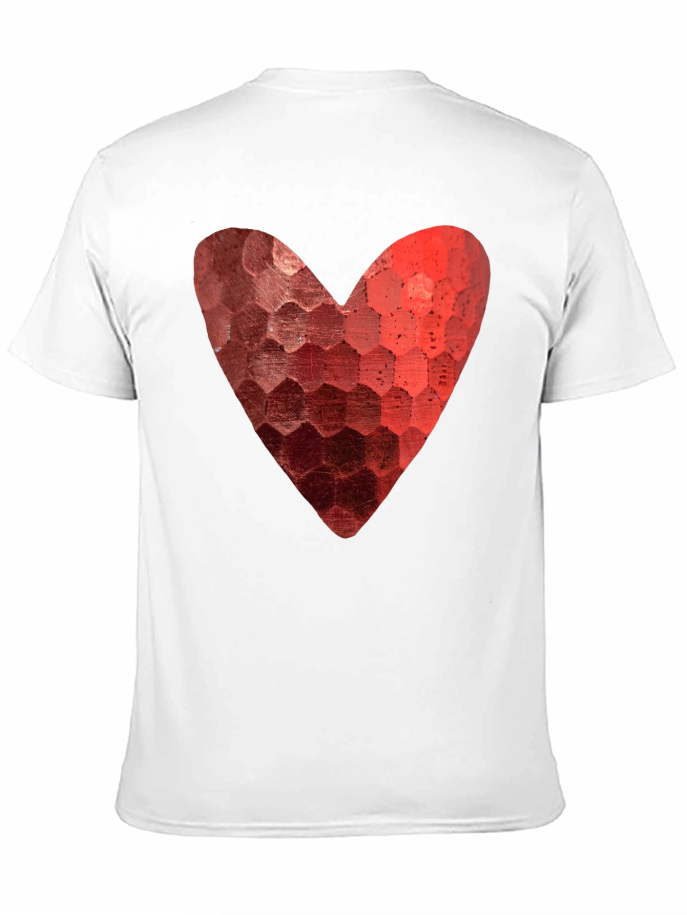 Heart Hexagon Pattern Graphic Tee - Black