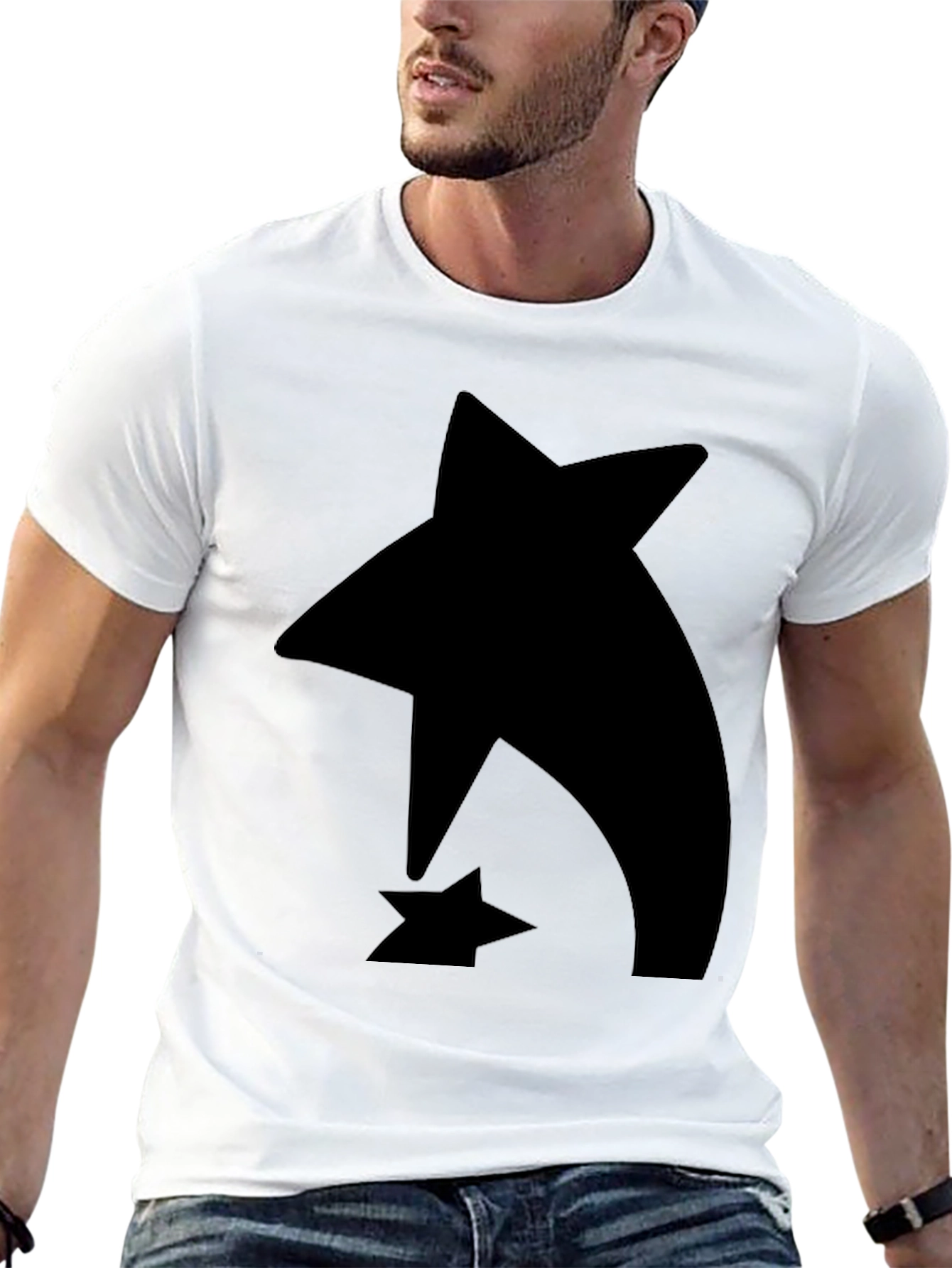 Abstract Star Graphic Black T-Shirt