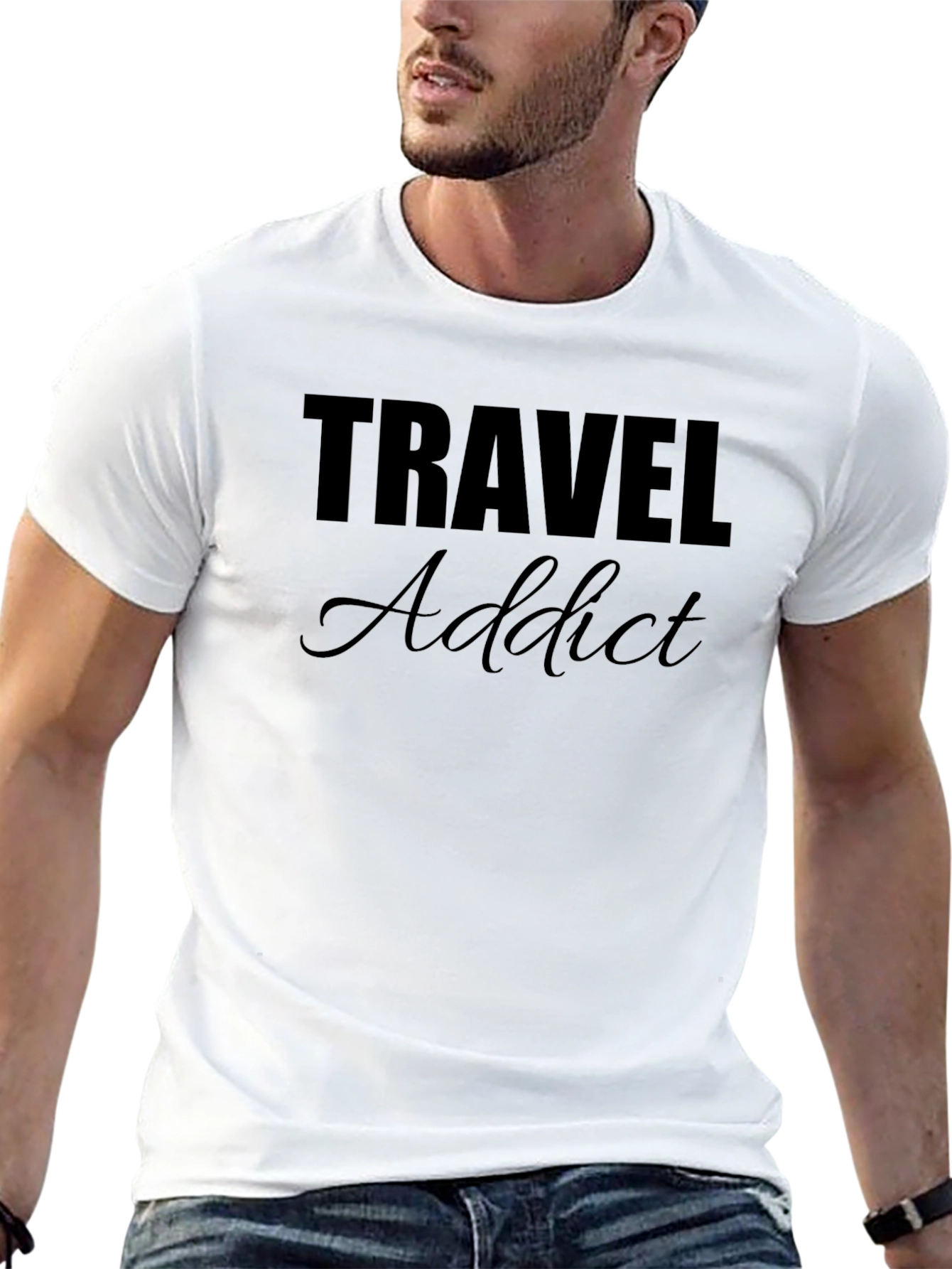 Travel Addict Black Graphic T-Shirt