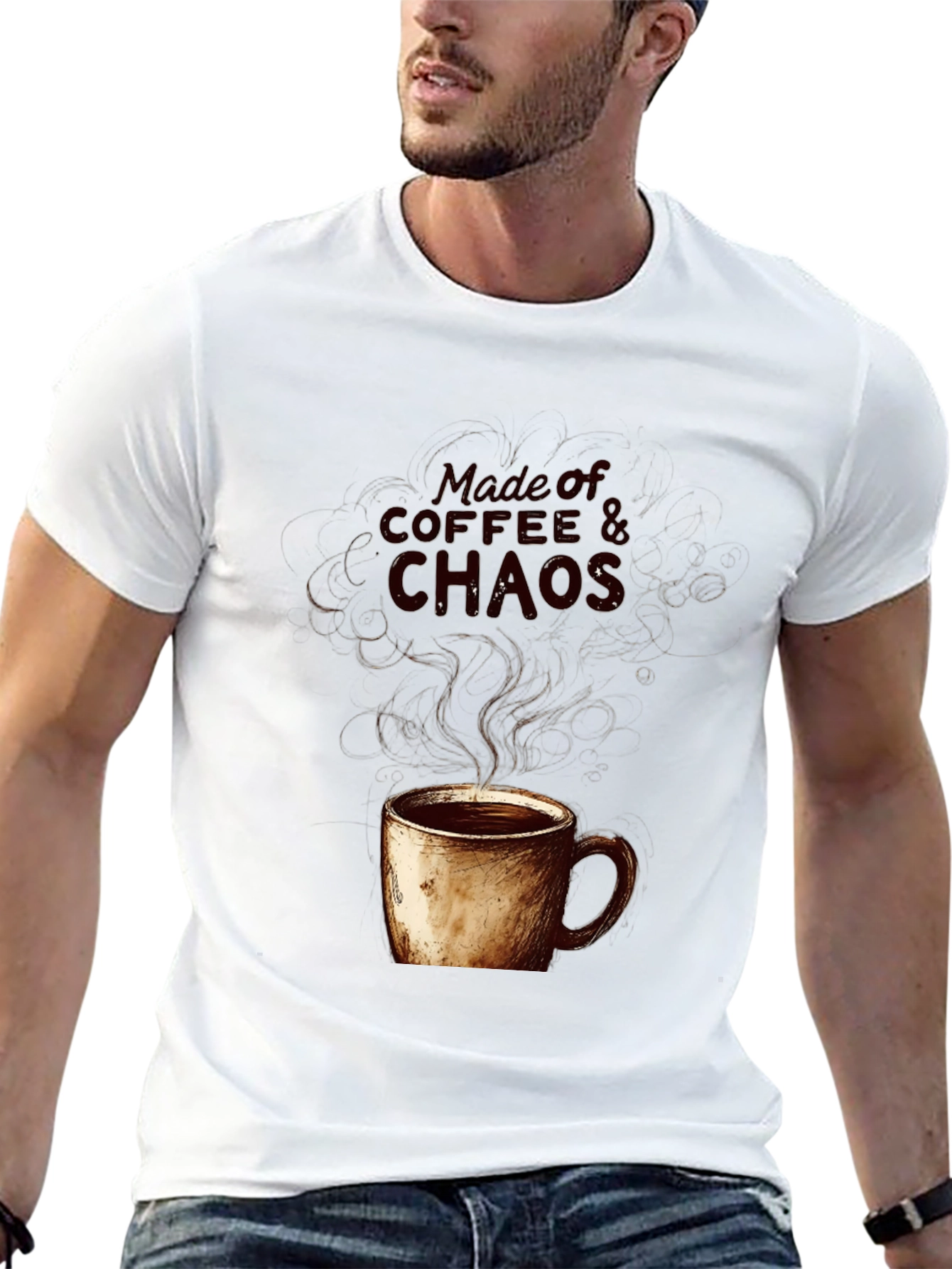 Coffee & Chaos Graphic Tee - Soft Black Cotton