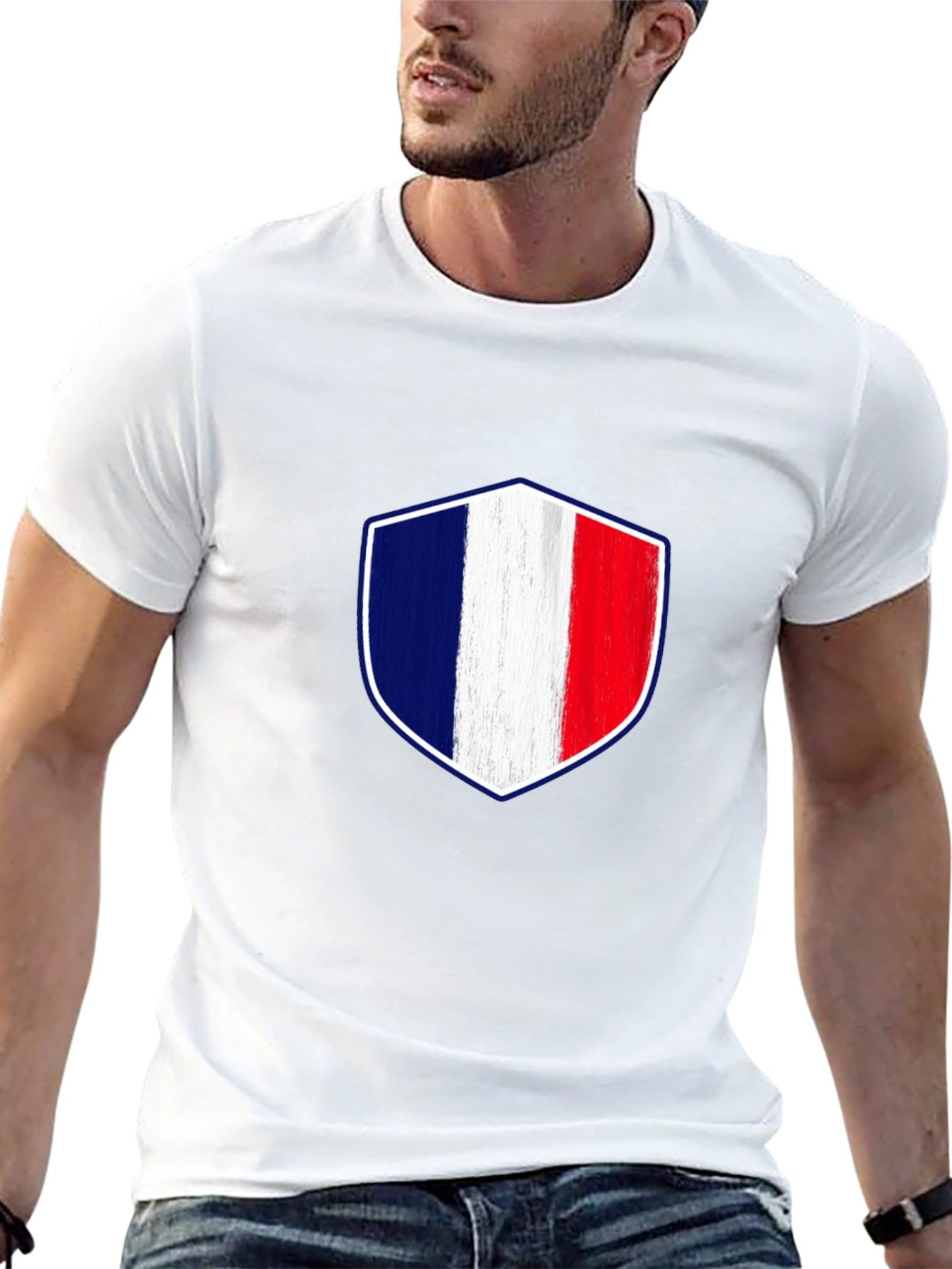 France Flag Shield Graphic T-Shirt
