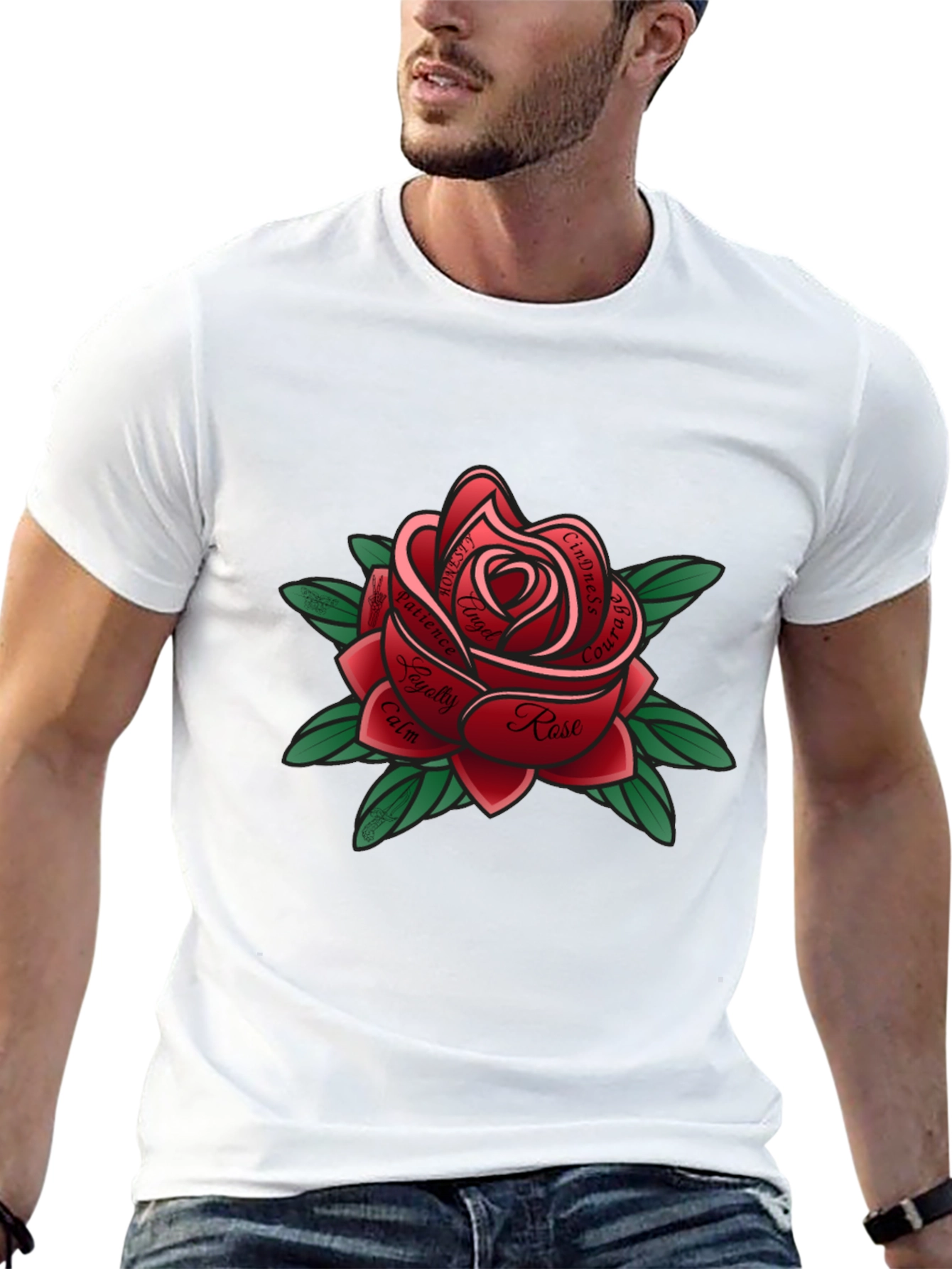Rose Tattoo Style Graphic Tee - Black