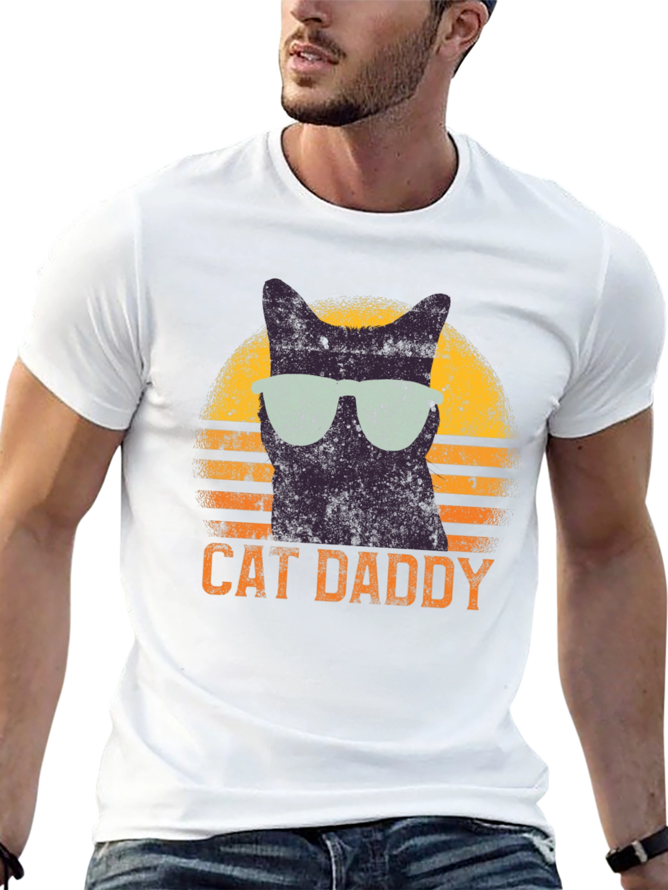Cat Daddy Retro T-Shirt - Cool Cat Dad Tee