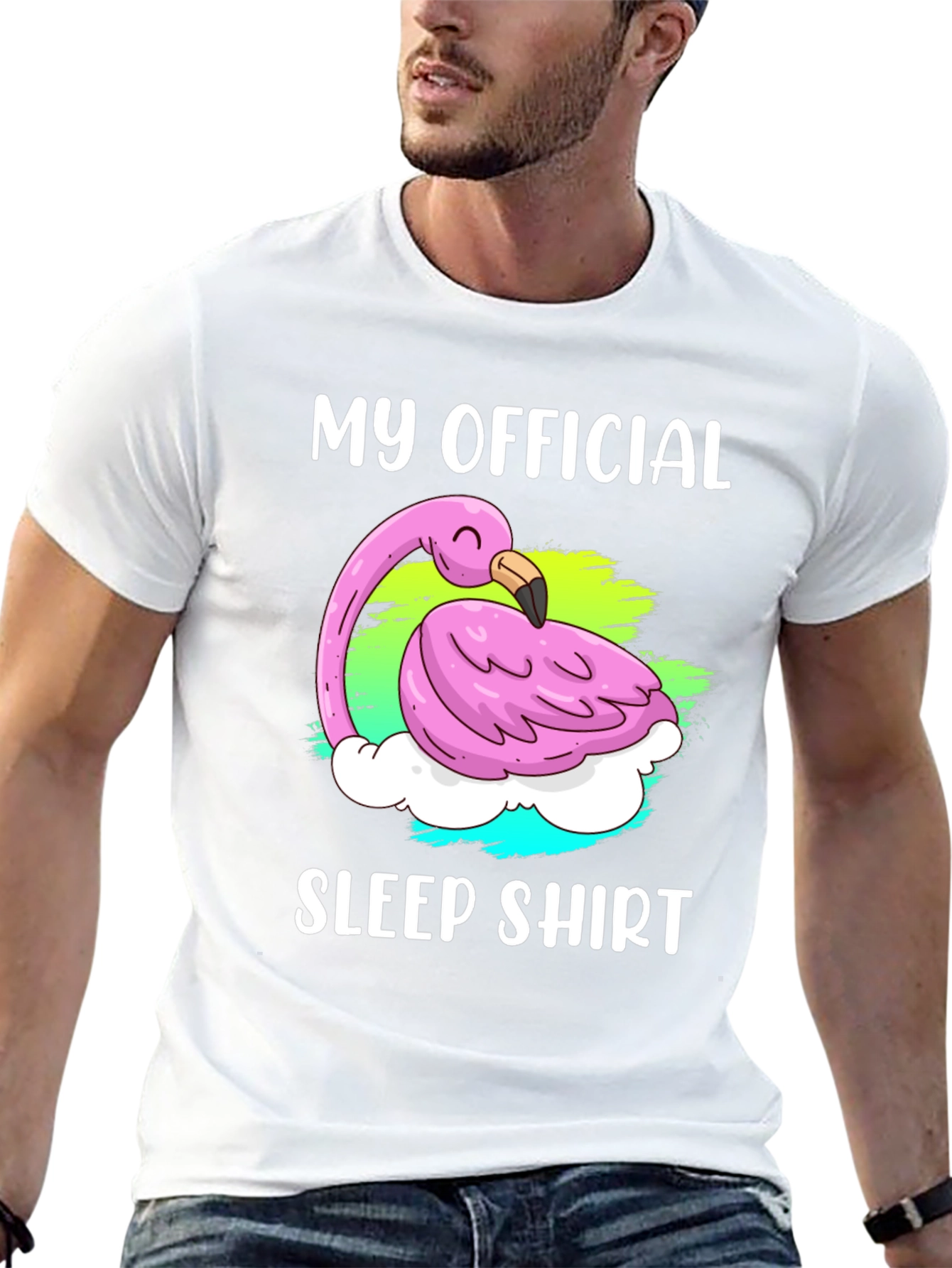 Official Flamingo Sleep Shirt - Black Cotton Tee
