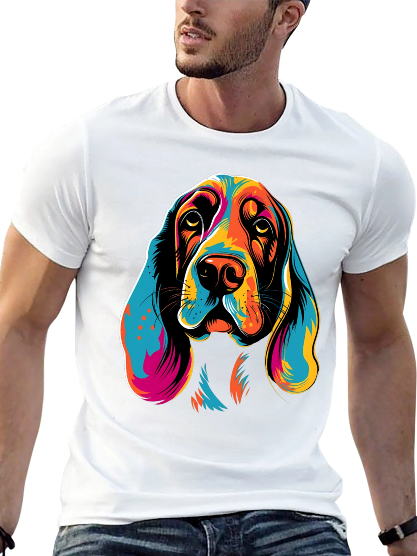 Vibrant Dog Graphic T-Shirt