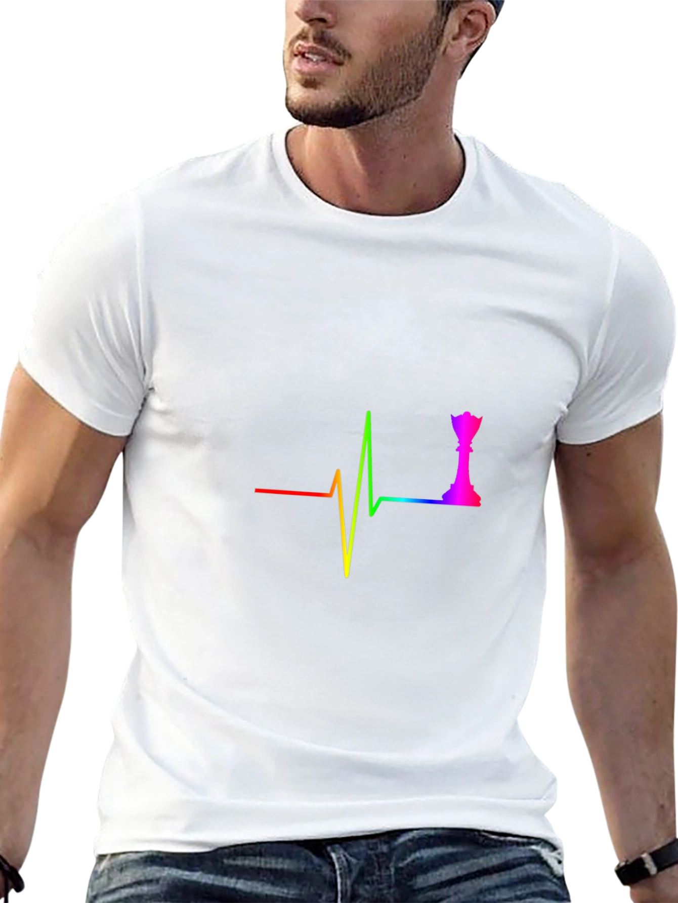 Rainbow Chess Queen Heartbeat T-Shirt