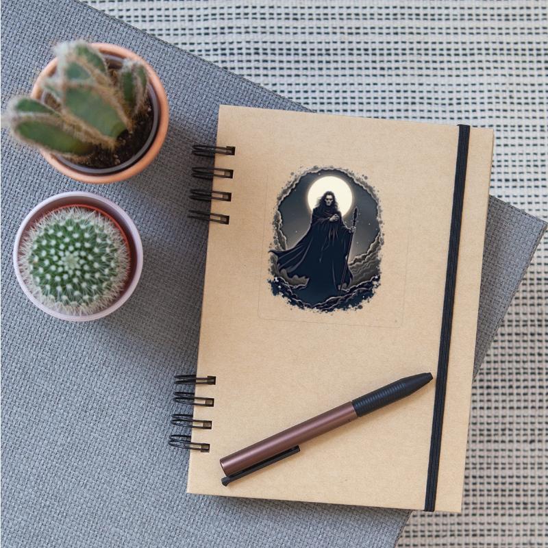 Dark Sorcerer with Staff Under Moon