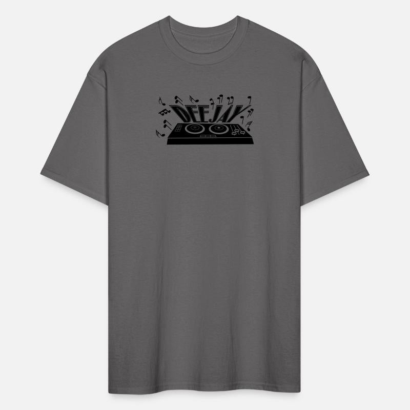 Deejay logo with turntable and tones and text