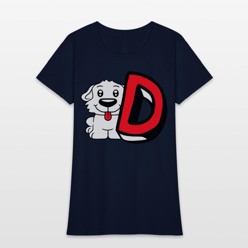 Dog D Letter Sitting Small Cute Happy Funny Puppy