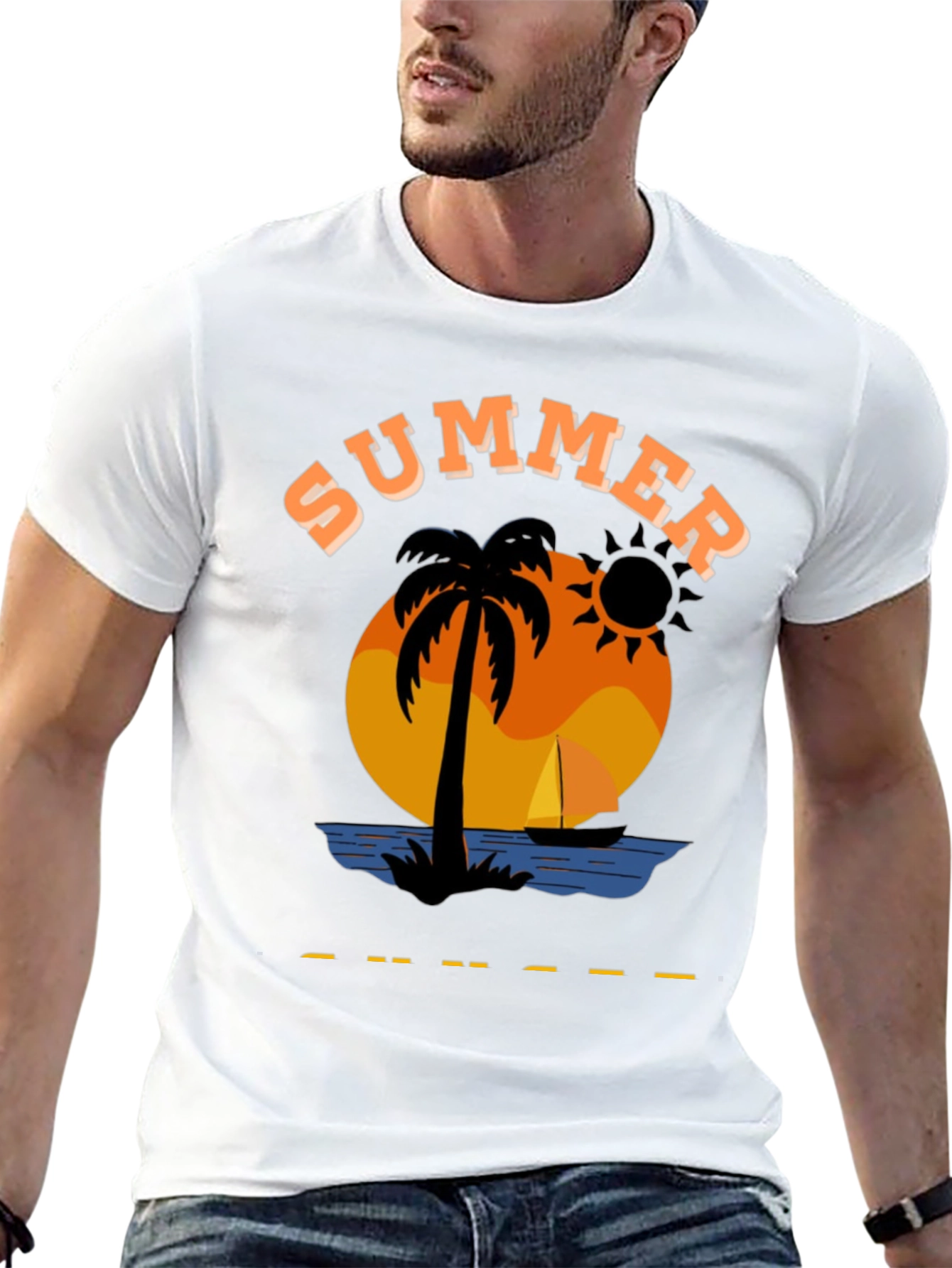 Summer Graphic T-Shirt Black Cotton Blend