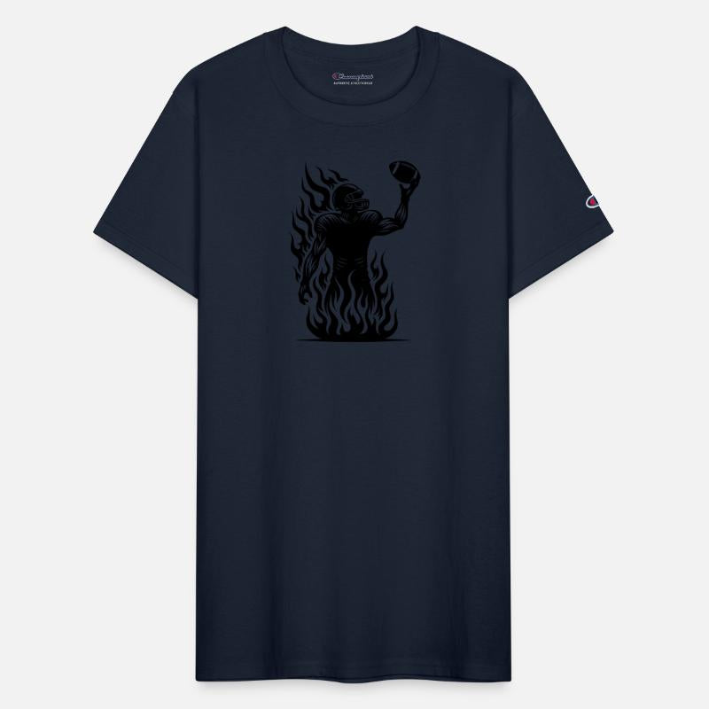 Football With Football Players In Flames And Fire