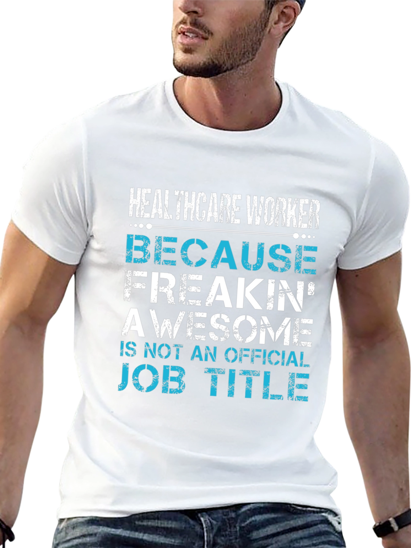 Healthcare Worker Awesome Job Title Black Tee