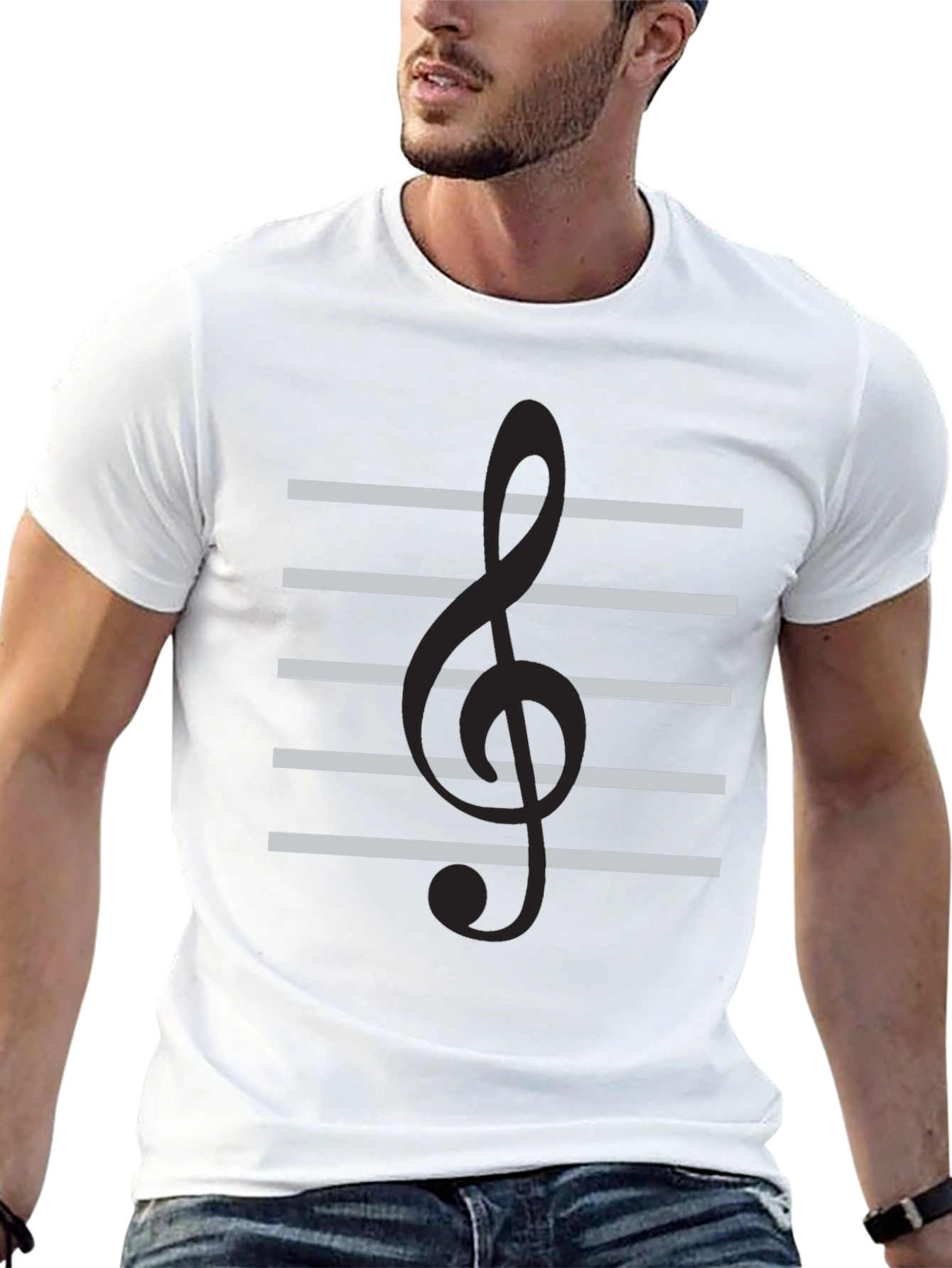 Musical Staff Graphic Tee - Black Cotton T-Shirt