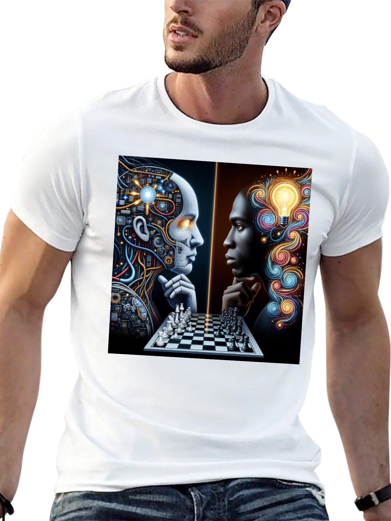 AI vs Human Chess Match Graphic Tee