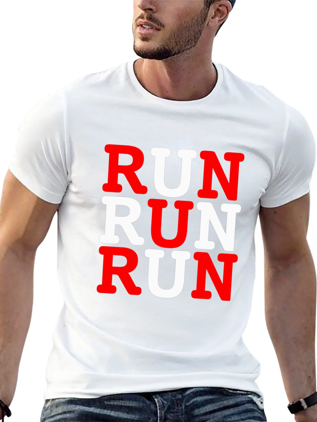 Run Graphic Print Mens Black T-Shirt