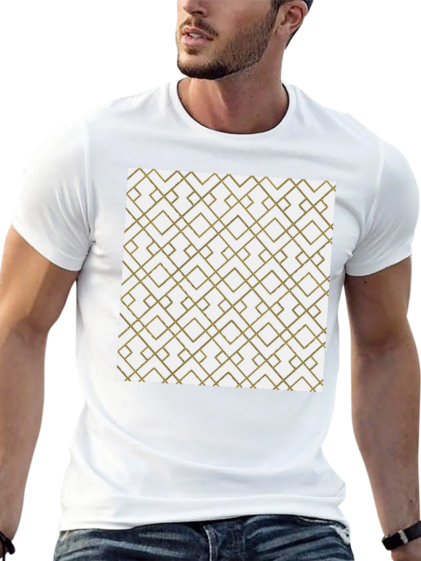 Geometric Patterned Tee - Modern Black T-Shirt