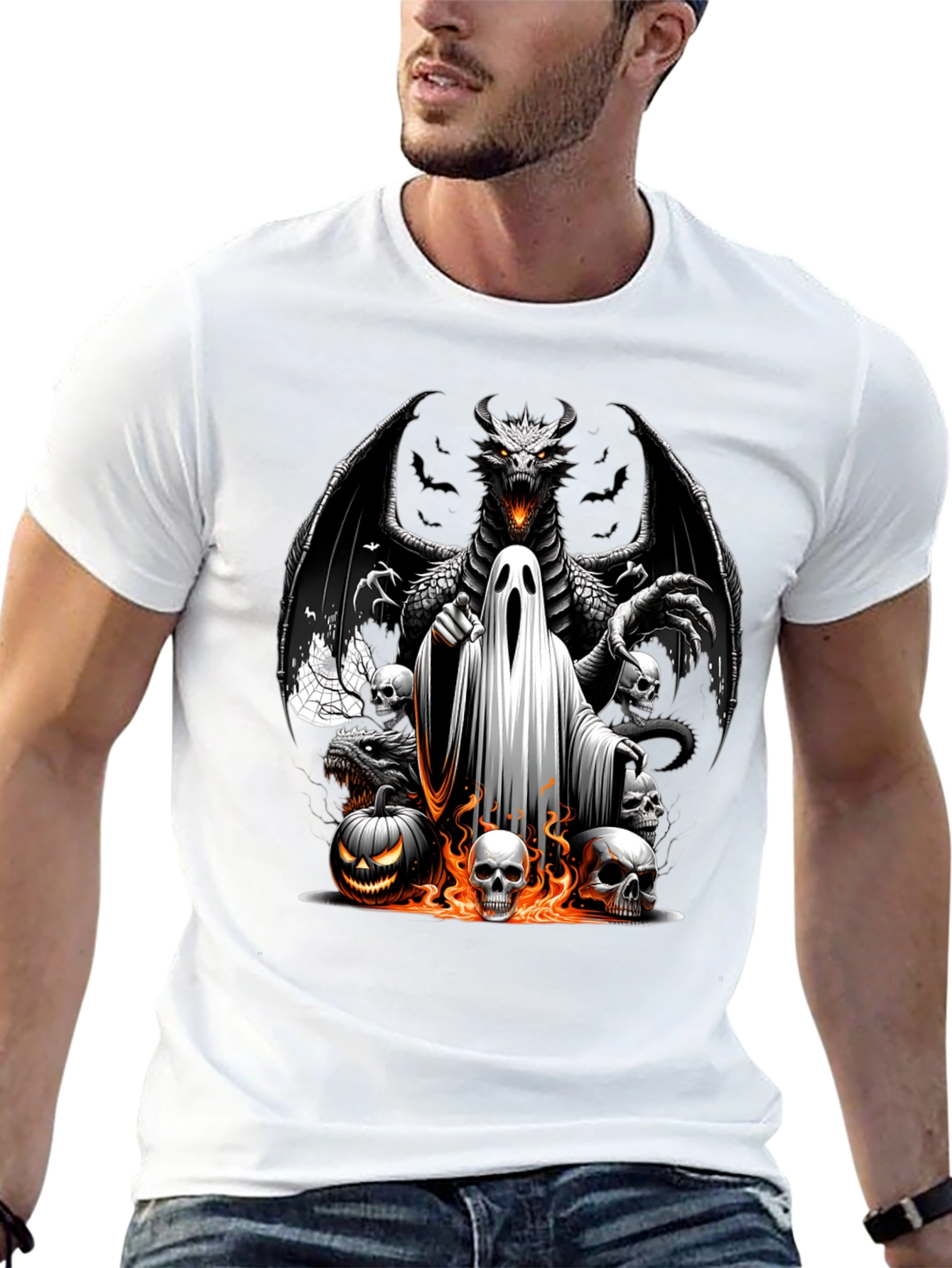 Halloween Dragon Ghost Graphic Tee