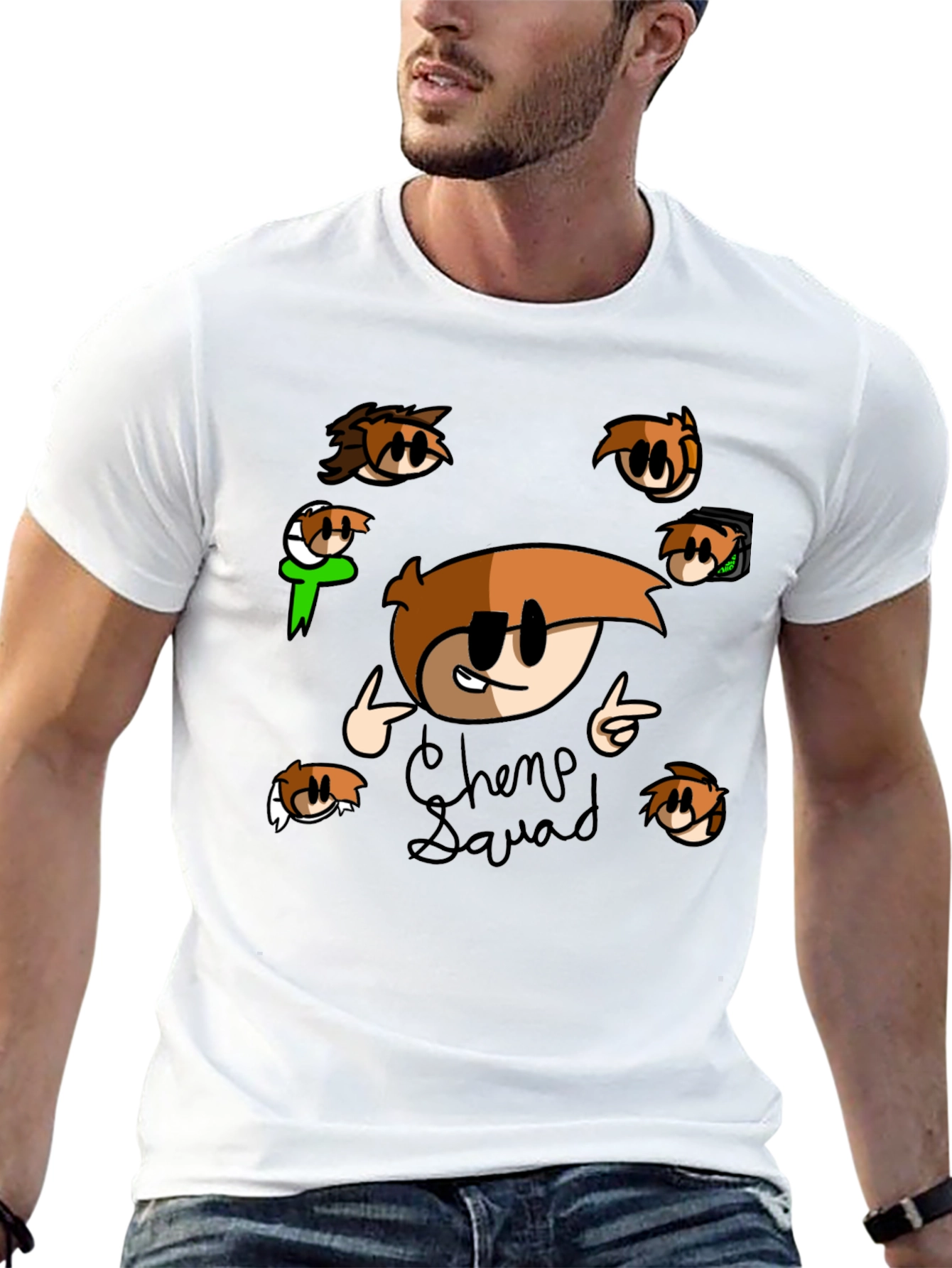 Chemp Squad Graphic Tee - Black Cotton T-Shirt