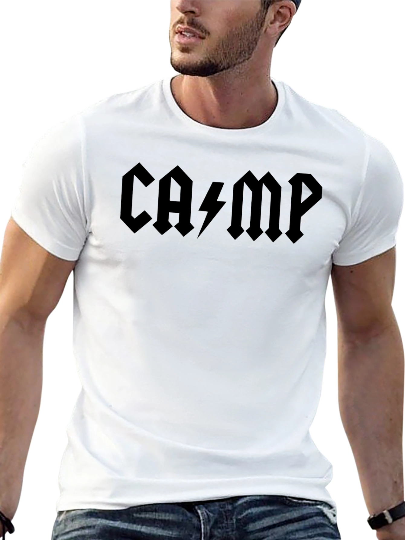 Camp AC/DC Style Graphic Tee - Black