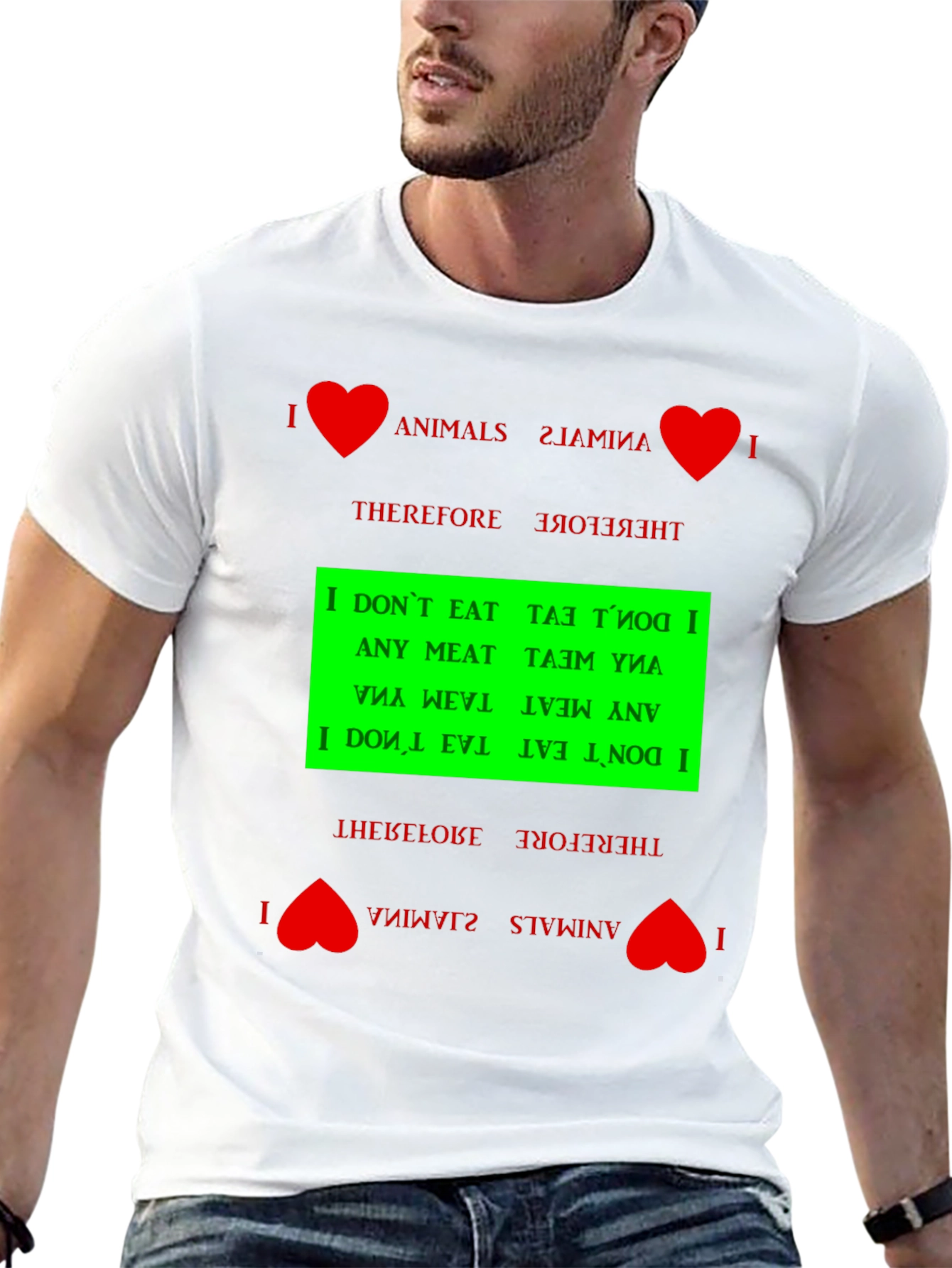 I Love Animals Vegan Graphic T-Shirt