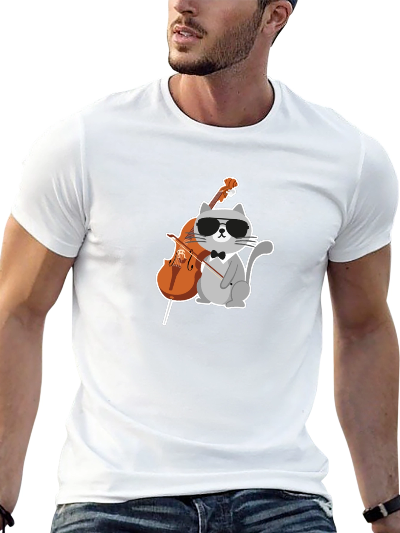 Cool Cat Cello Player Graphic Tee