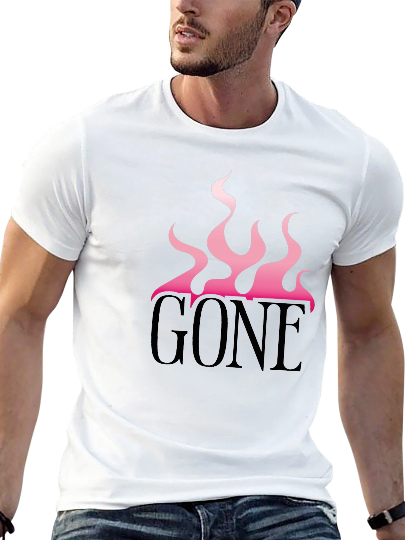 GONE Graphic Tee - Pink Flames Black T-Shirt