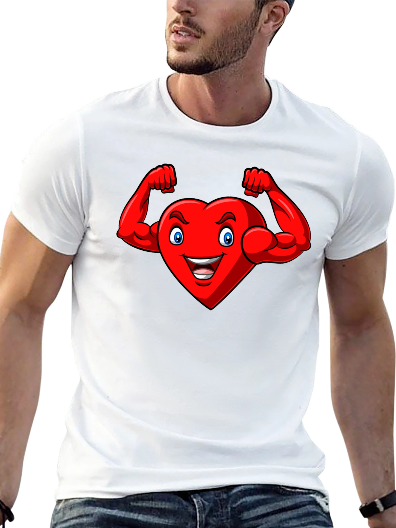 Heart with Muscles Graphic Tee - Black Cotton T-Shirt