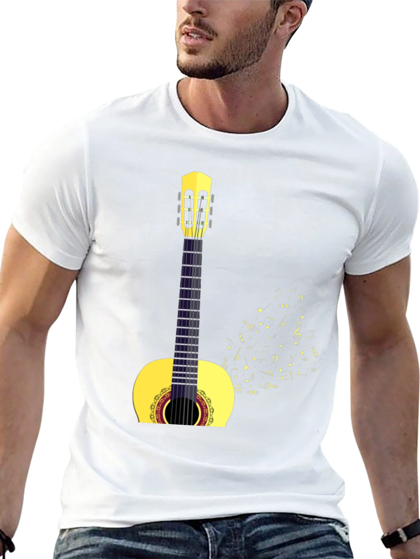 Guitar Music Graphic T-Shirt - Black