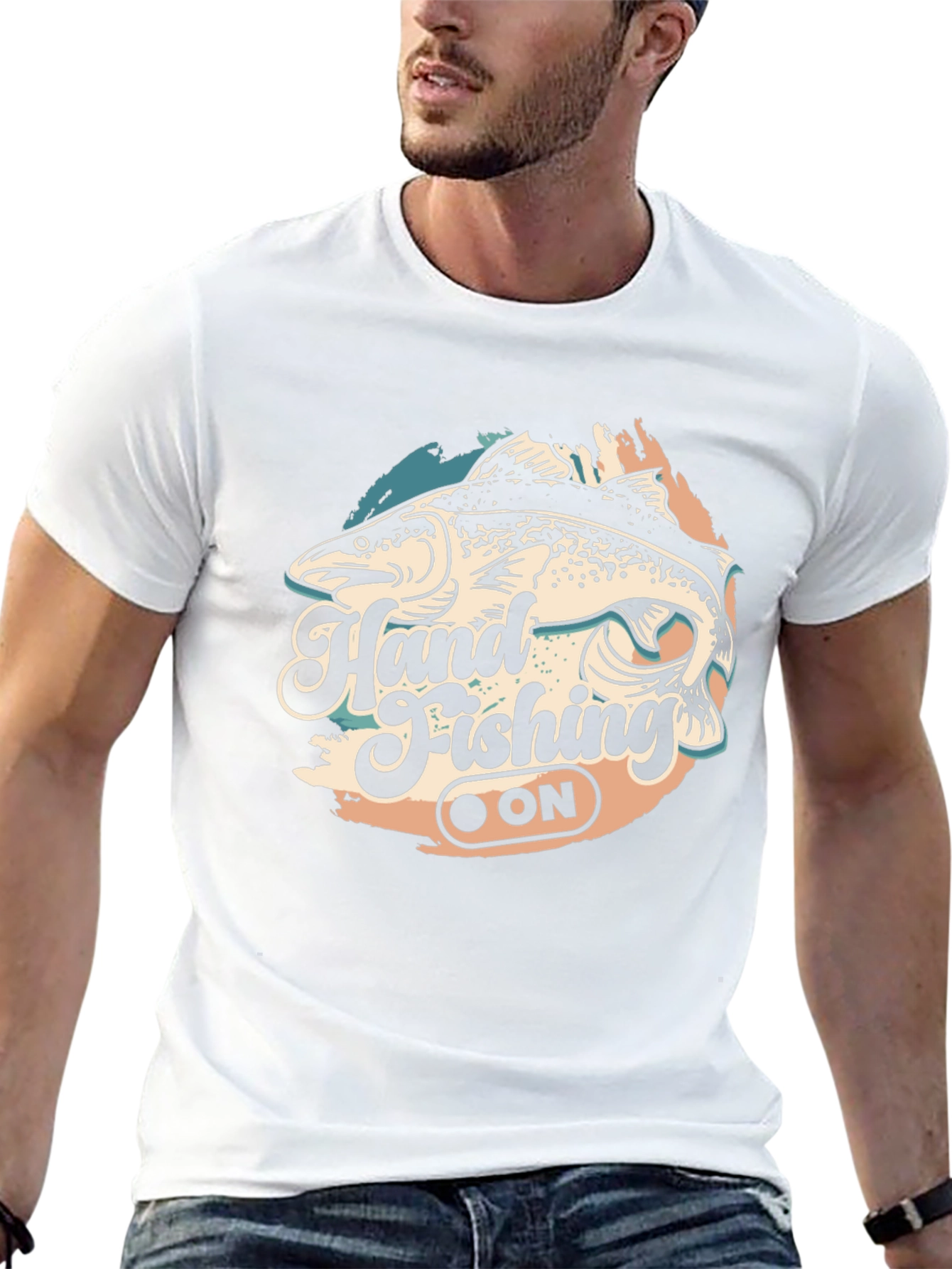 Hand Fishing ON T-Shirt - Black Tee
