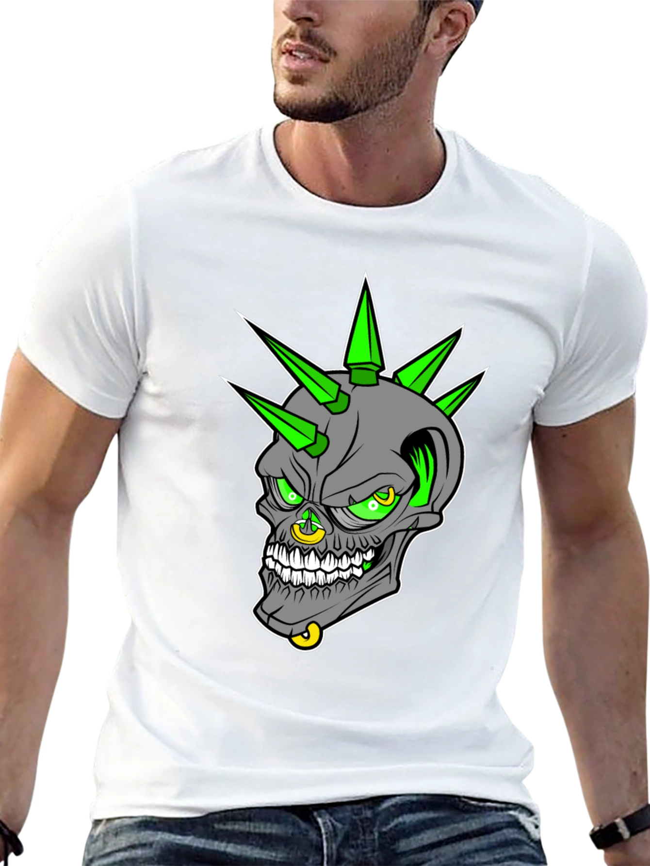 Edgy Skull Graphic T-Shirt - Punk Rock Style