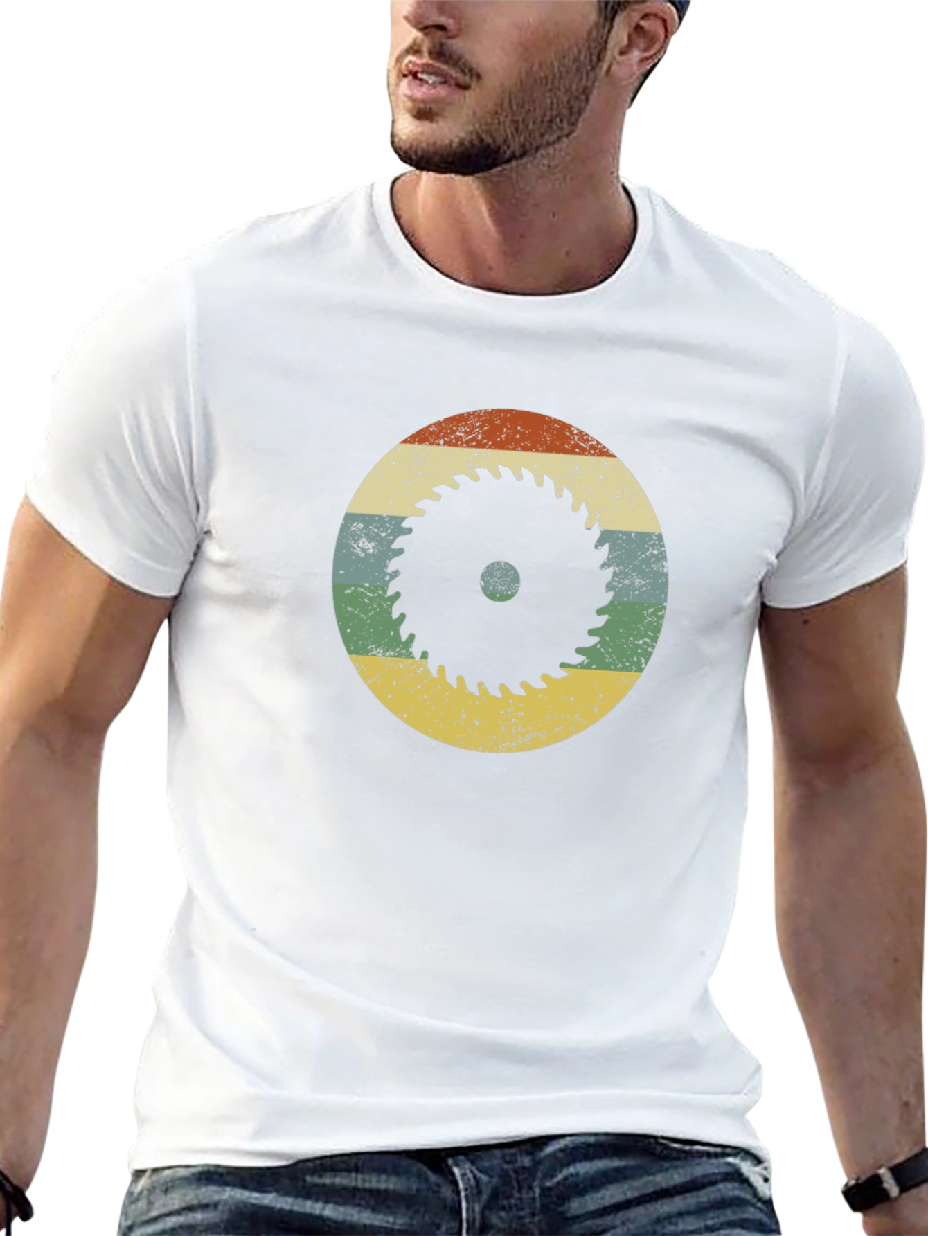 Retro Saw Blade Graphic T-Shirt - Black