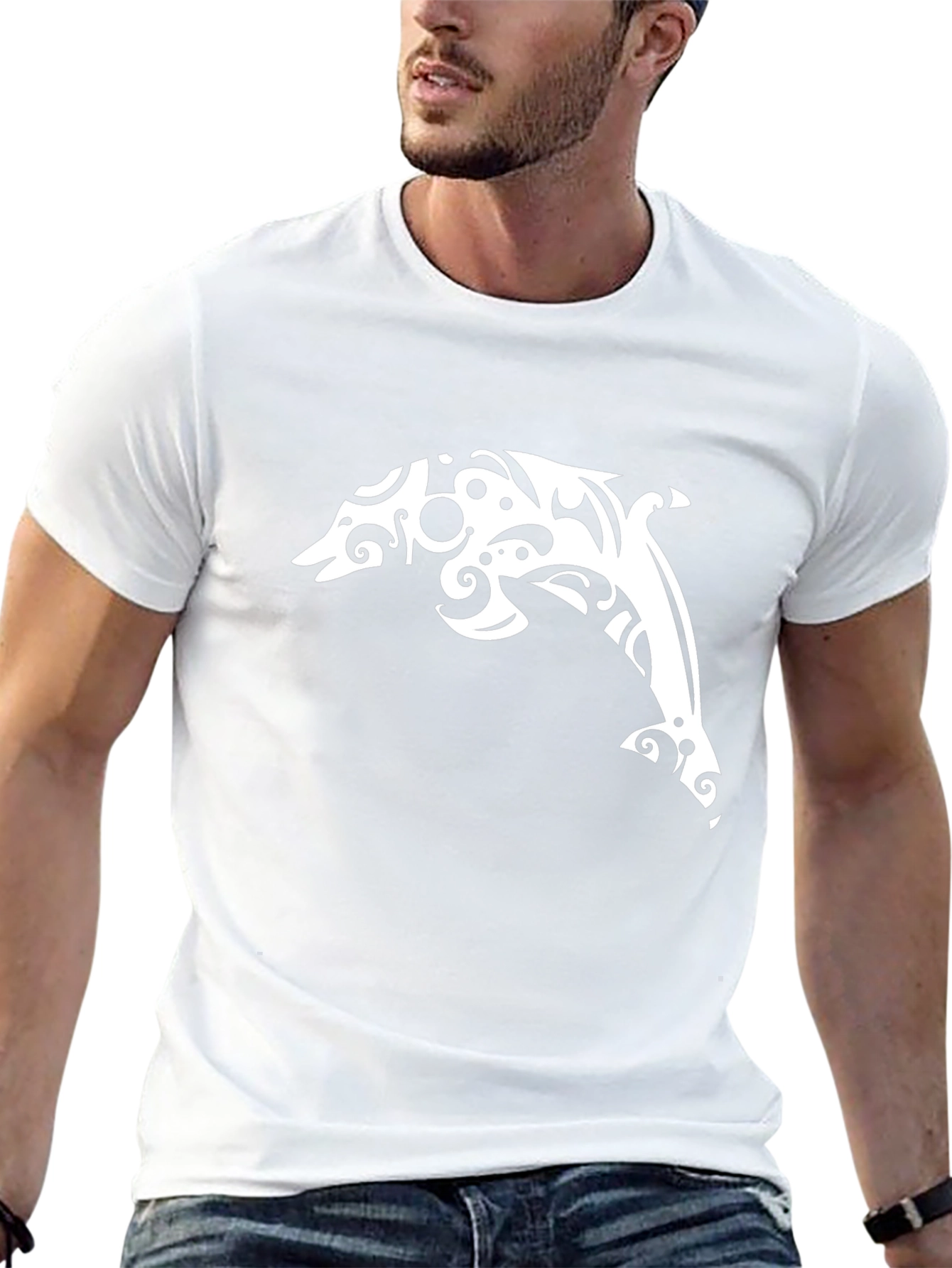 Tribal Dolphin Black T-Shirt