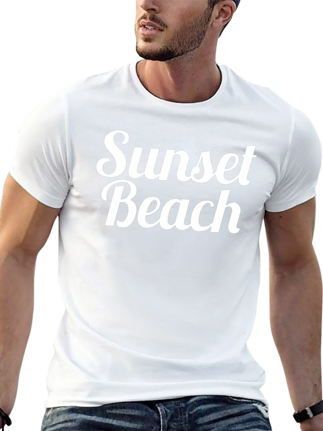 Sunset Beach Black Graphic T-Shirt