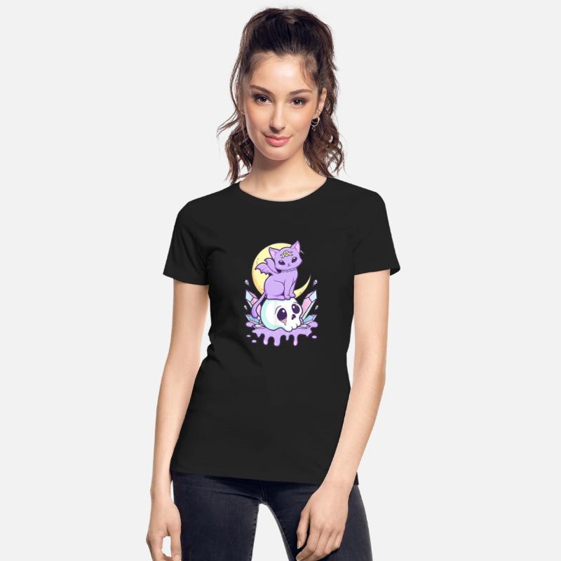 Pastel Goth Cute Creepy Witchy Cat and Skull