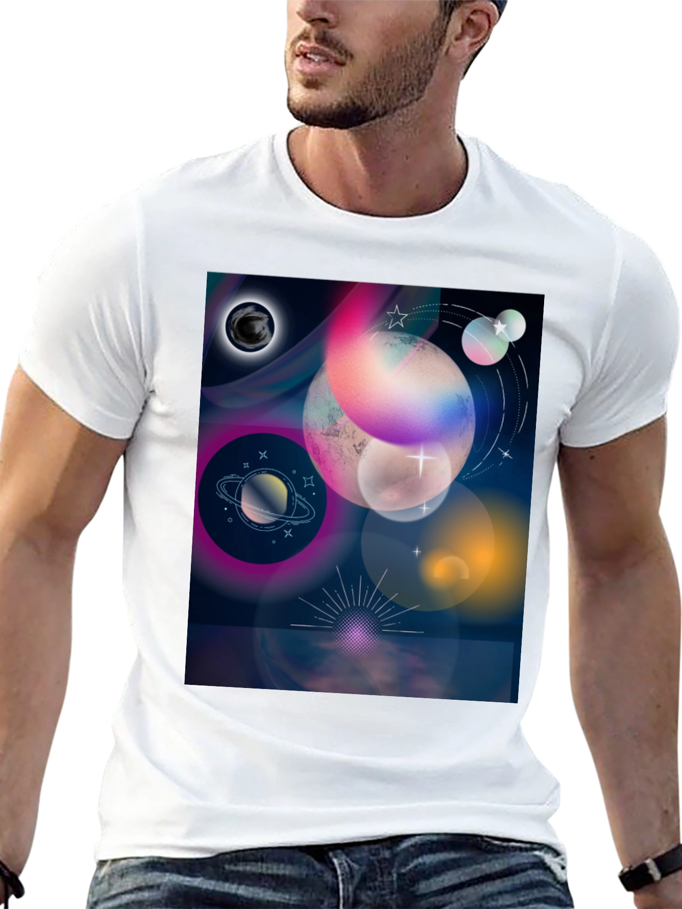 Cosmic Planets Graphic Tee - Galaxy Dream Shirt