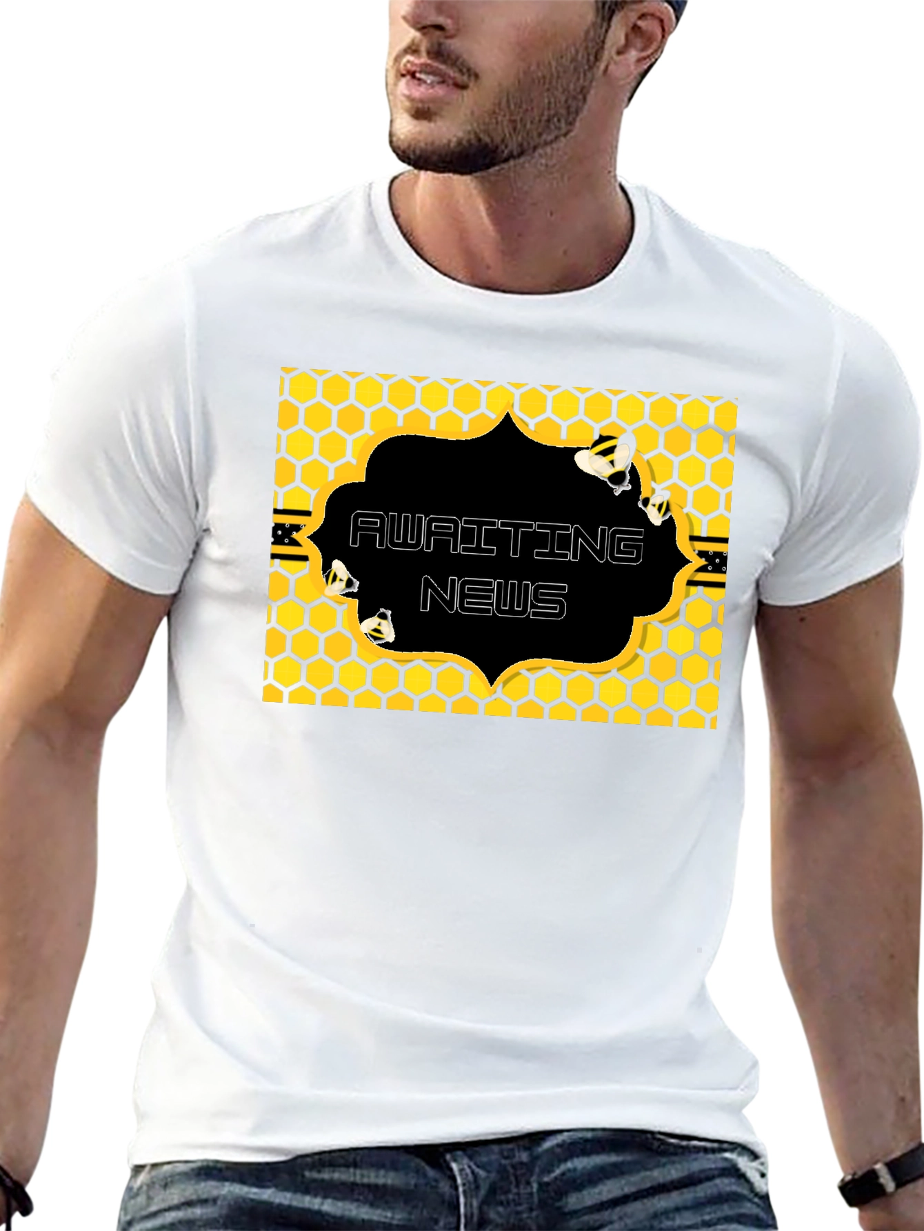 Awaiting News Bee Honeycomb T-Shirt