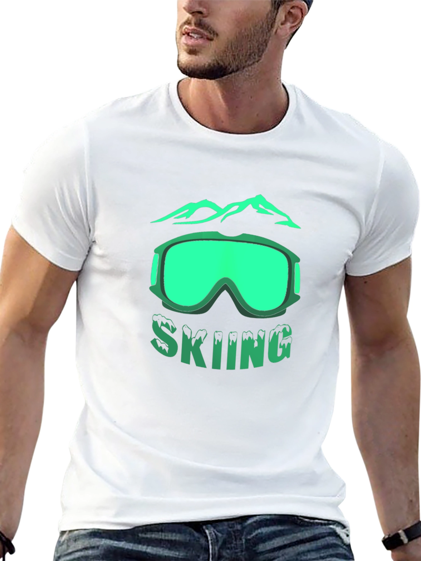 Skiing Graphic T-Shirt - Mountain & Goggles Design